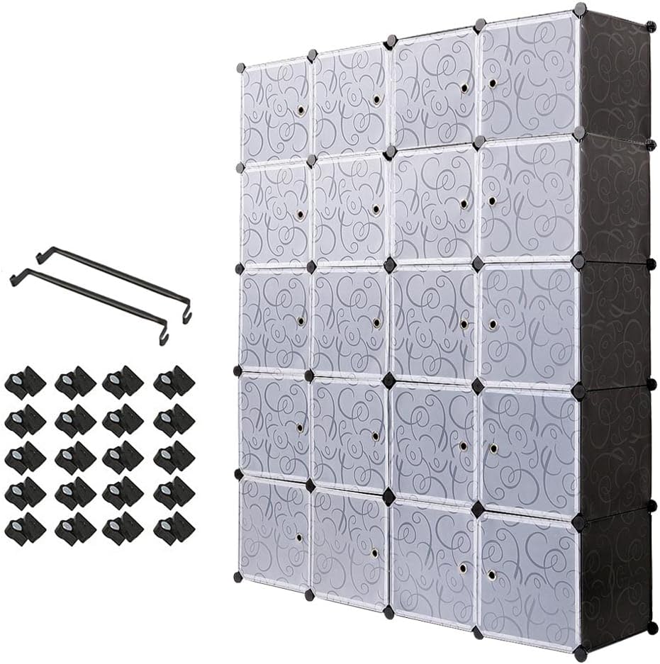Modularer Kleiderschrank mit 20 Würfeln, Schwarz