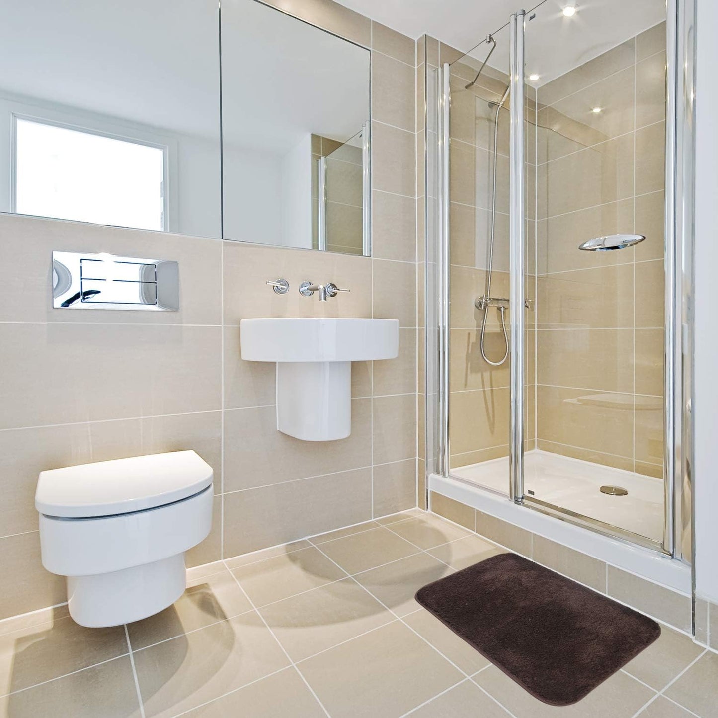 Rutschfeste Hochflor-Badematte, 60x90 cm, 60 x 90 cm Dunkelbraun