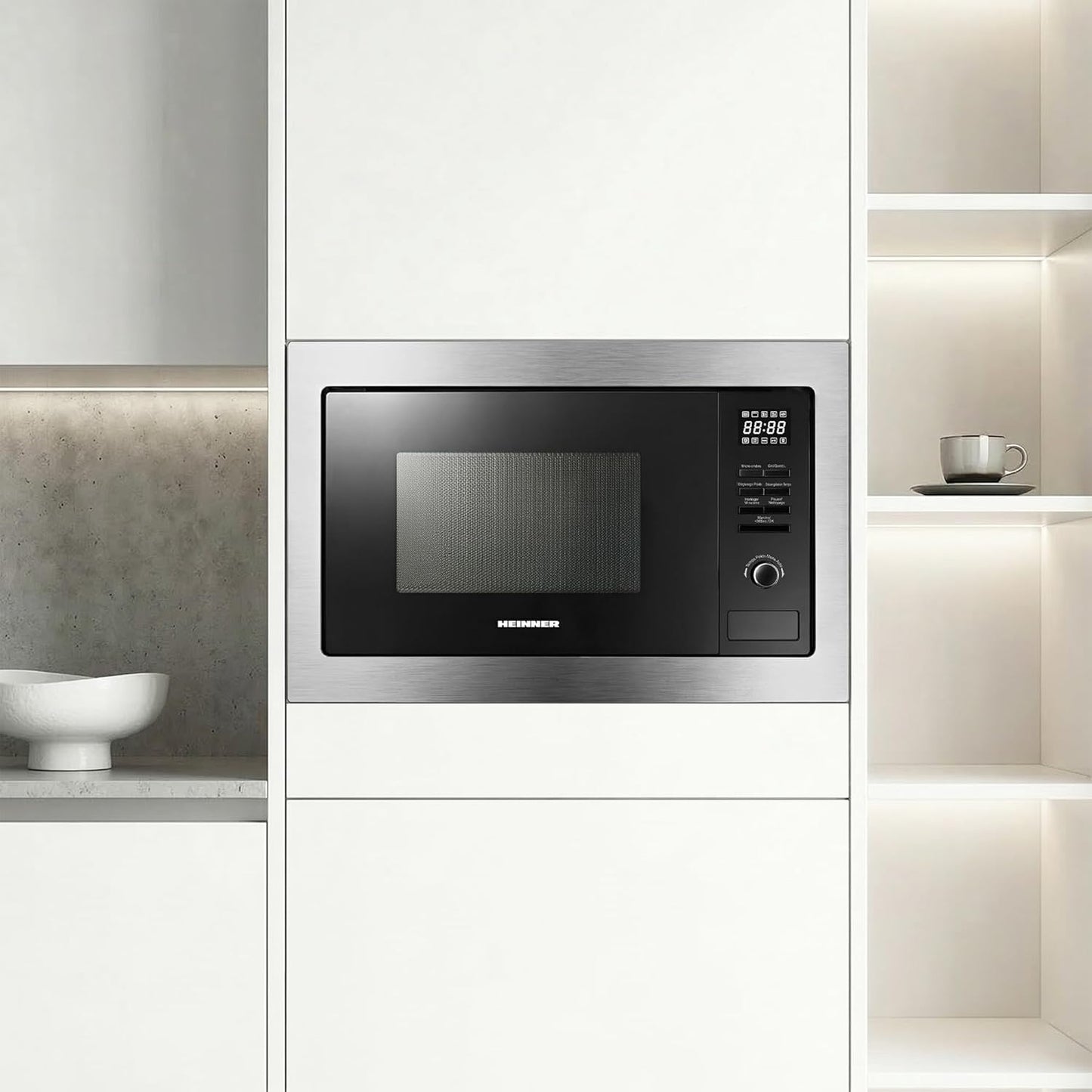 Einbau-Mikrowellenofen HMW-MDBI25GDIX mit Grill und Kombifunktionen, Edelstahl / Silber 25 L