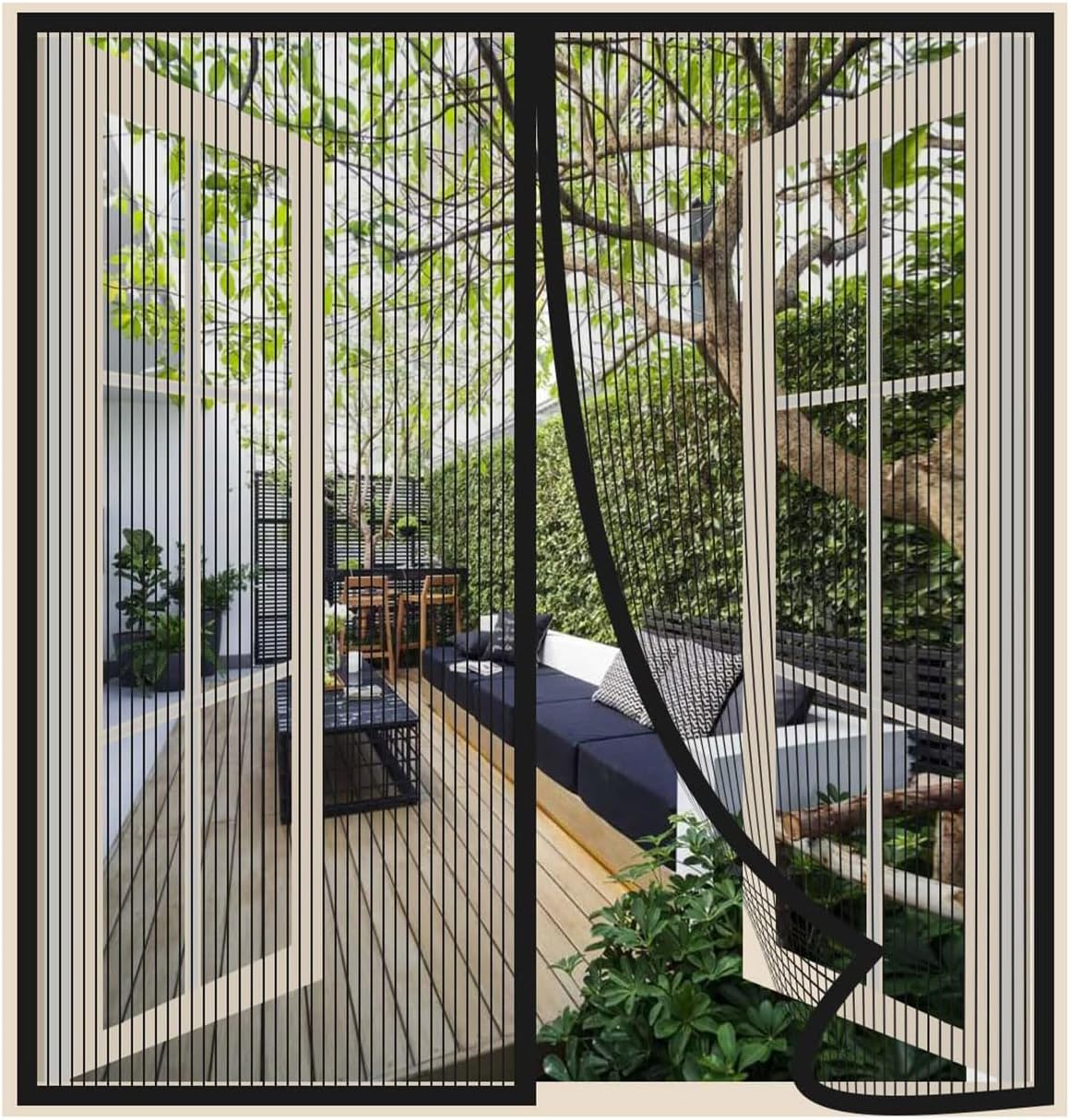 Magnetisches Moskitonetz für Fenster, 110x100cm, Schwarz#