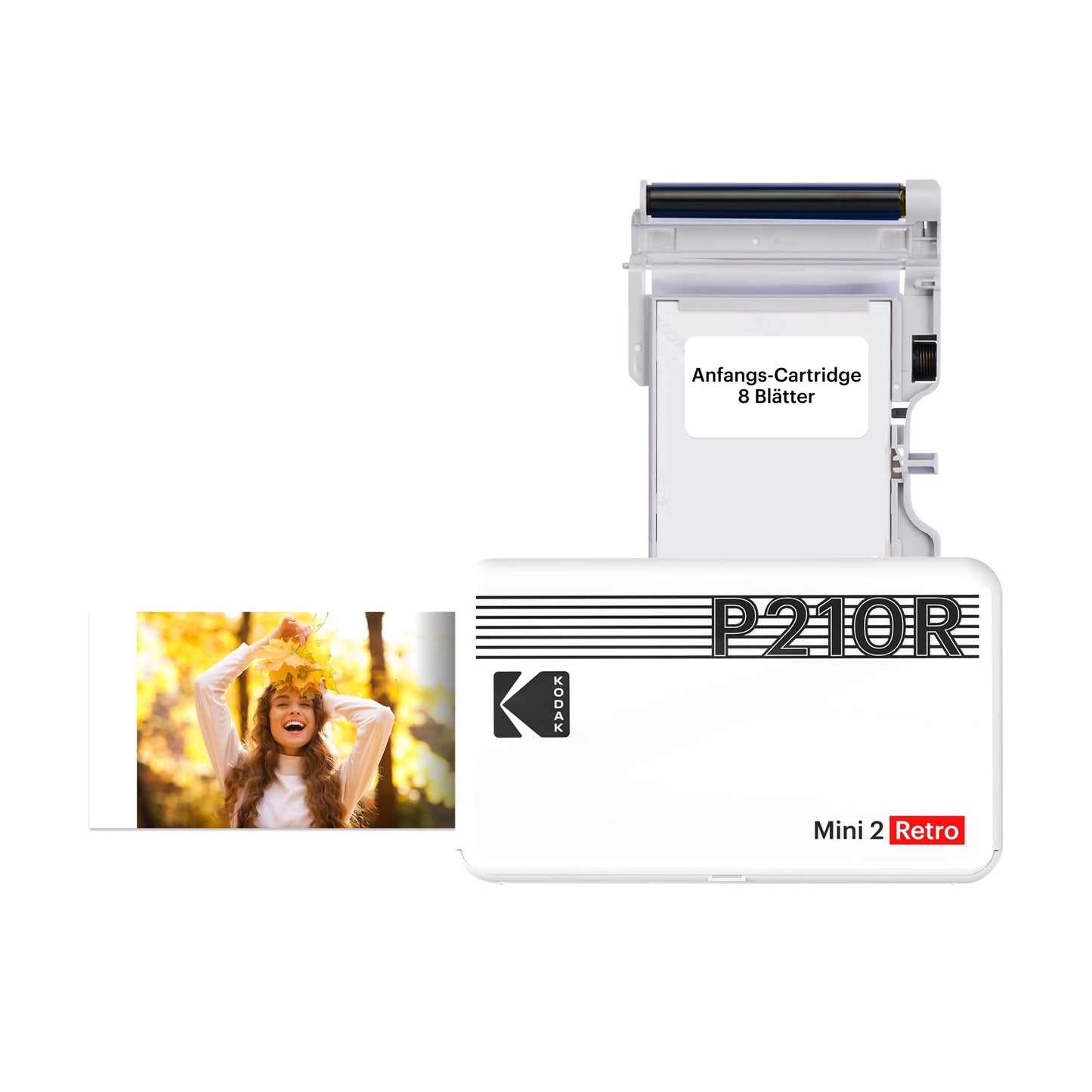 Mini 2 Retro Fotodrucker, Druker + 8 Blatt bianco