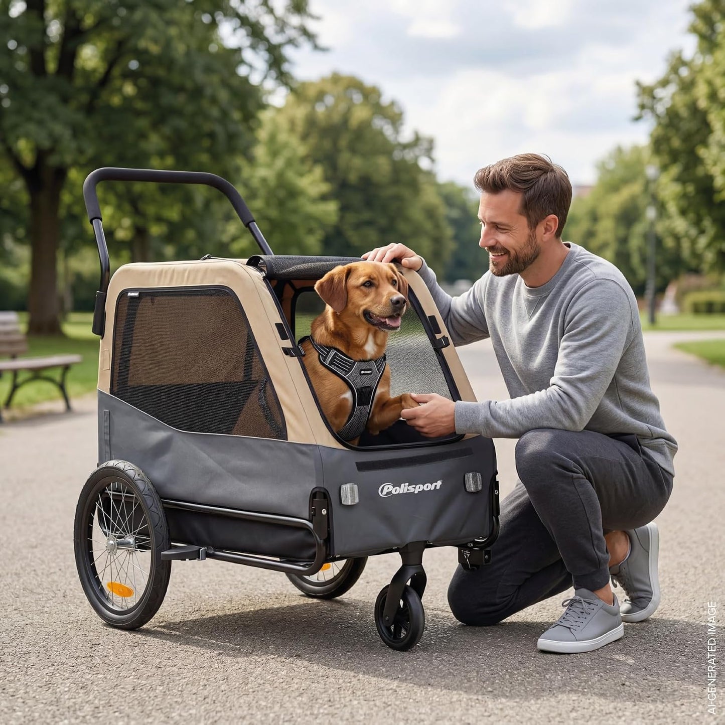 2-in-1 Hundeanhänger & Kinderwagen, M