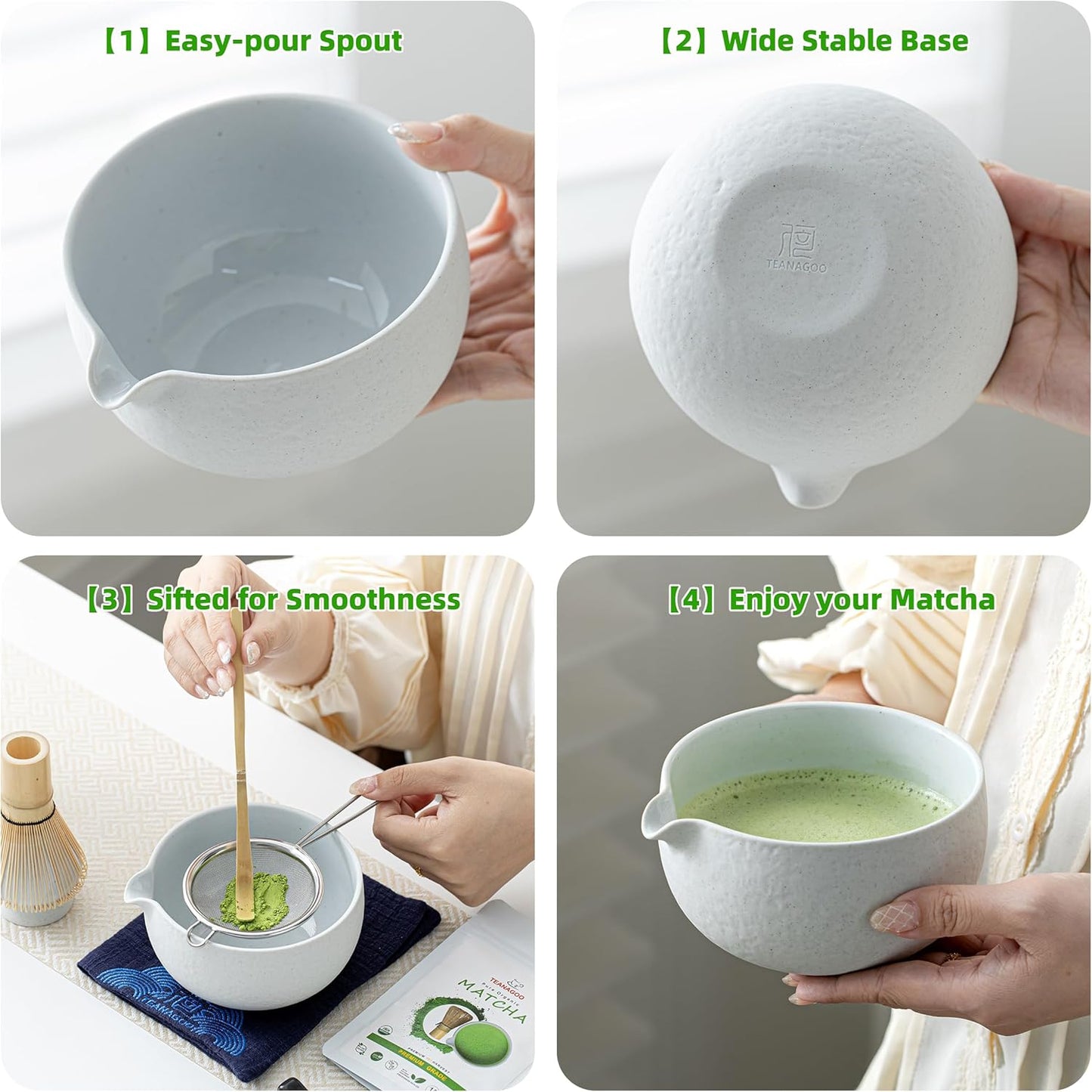 9-teiliges Matcha Tee-Set, 9Stück/Set, Schüssel-Set + 2 Tassen Grau-lt.-