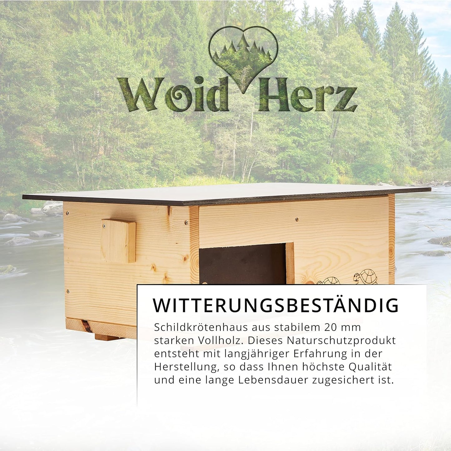 Premium Schildkrötenhaus aus Vollholz, Lasiert