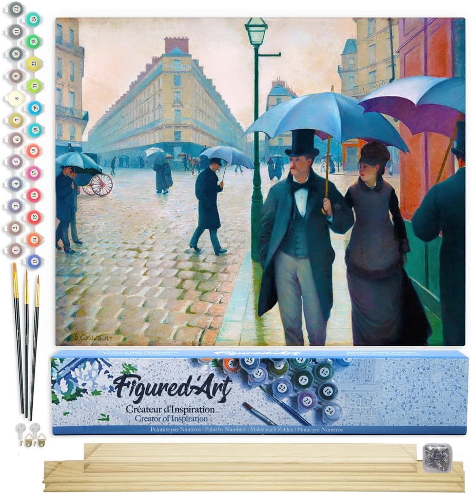 Malen nach Zahlen Set Pariser Strasse, Paris-Straße, Regentag 40x50cm Mit Keilrahmen (nicht gespannt)