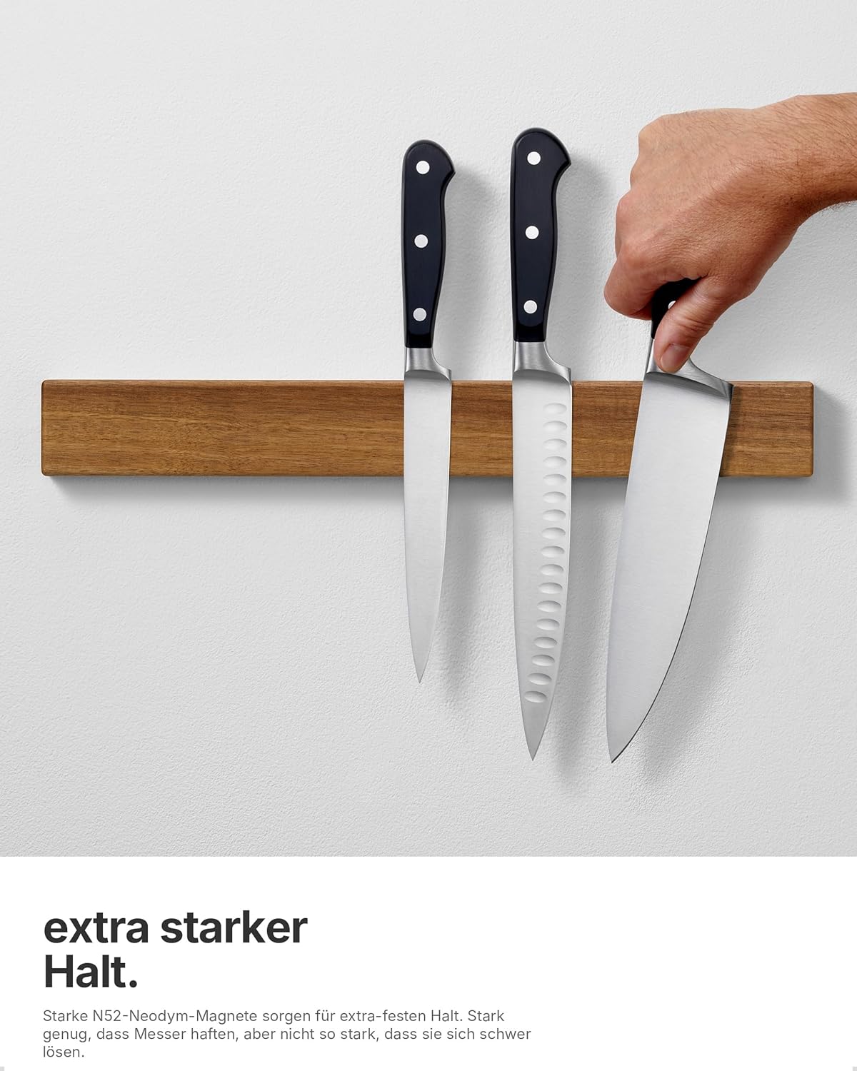 Magnetleiste für 7 Messer, Akazie 40 cm / 16″