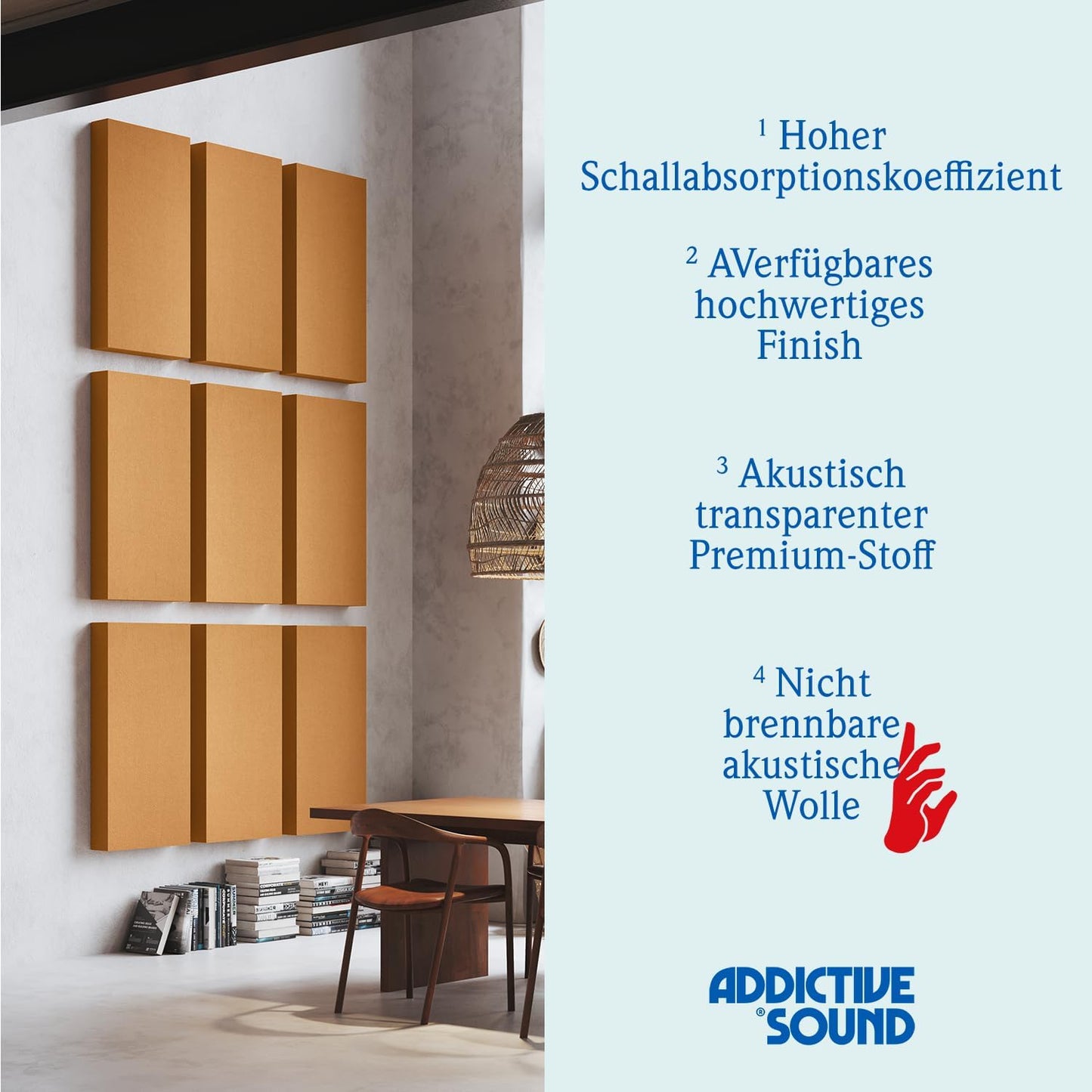 Akustikpaneele Premium Schallabsorber (50x50x6 cm), 50x50x6 cm Ivory