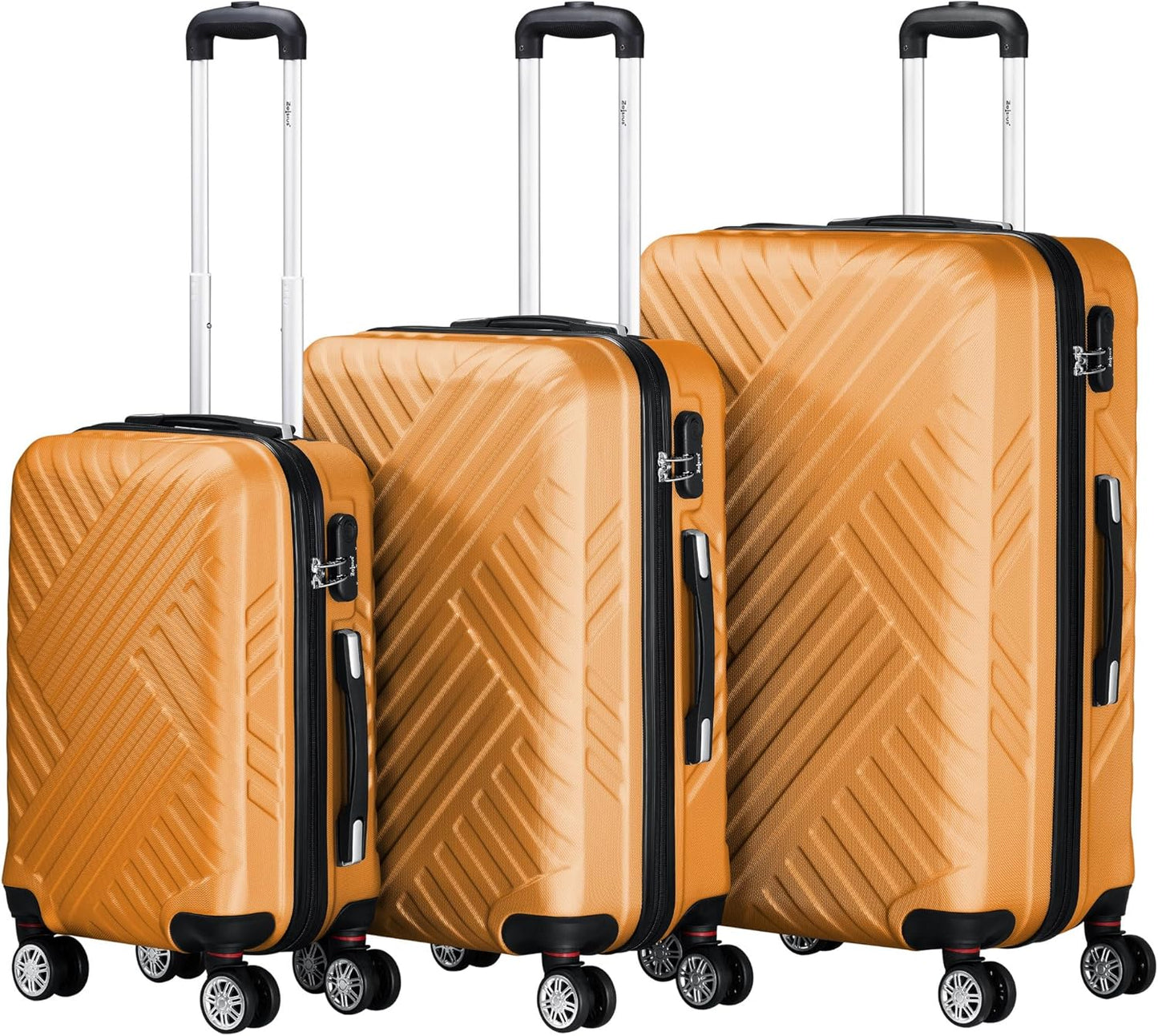 3-teiliges Hartschalenkoffer-Set mit Zahlenschloss, Orange