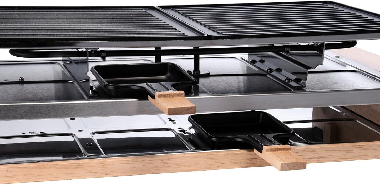Raclette mit Holzgestell 8 Personen, Holz-Edelstahl
