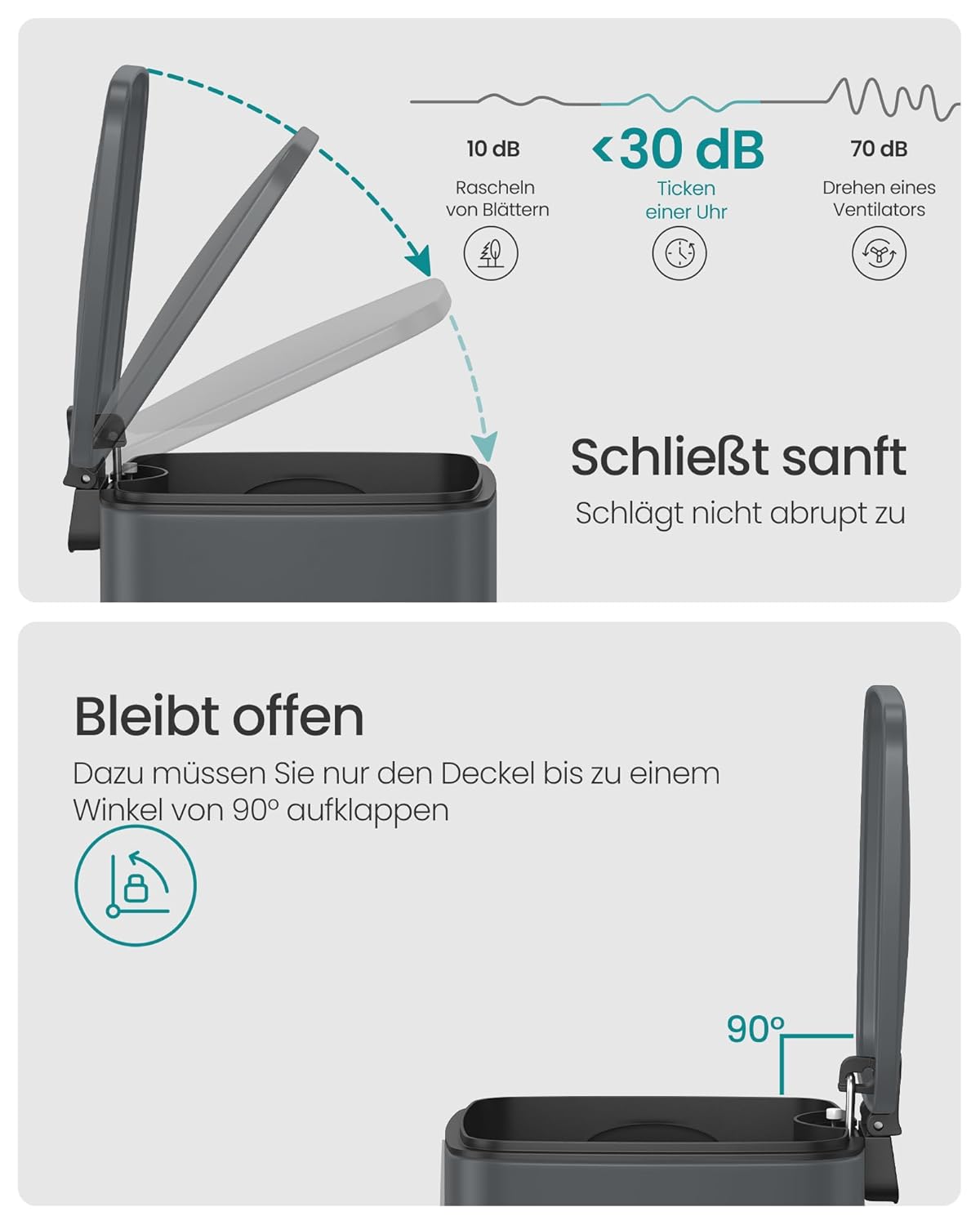 Kosmetikeimer mit Softclose-Deckel LTB590G02, Schiefergrau 6 L