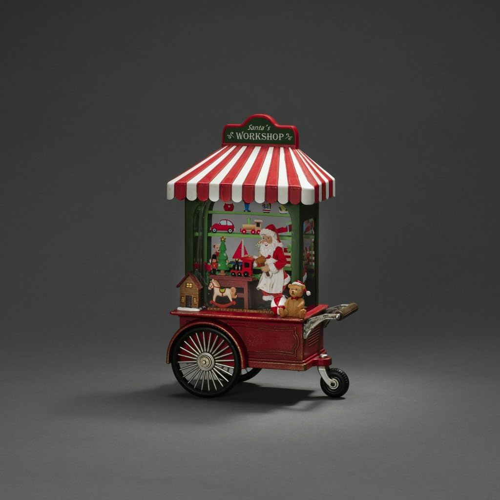 Santa in der Werkstatt - LED Wasserlaterne mit Timer & USB (batteriebetrieben)