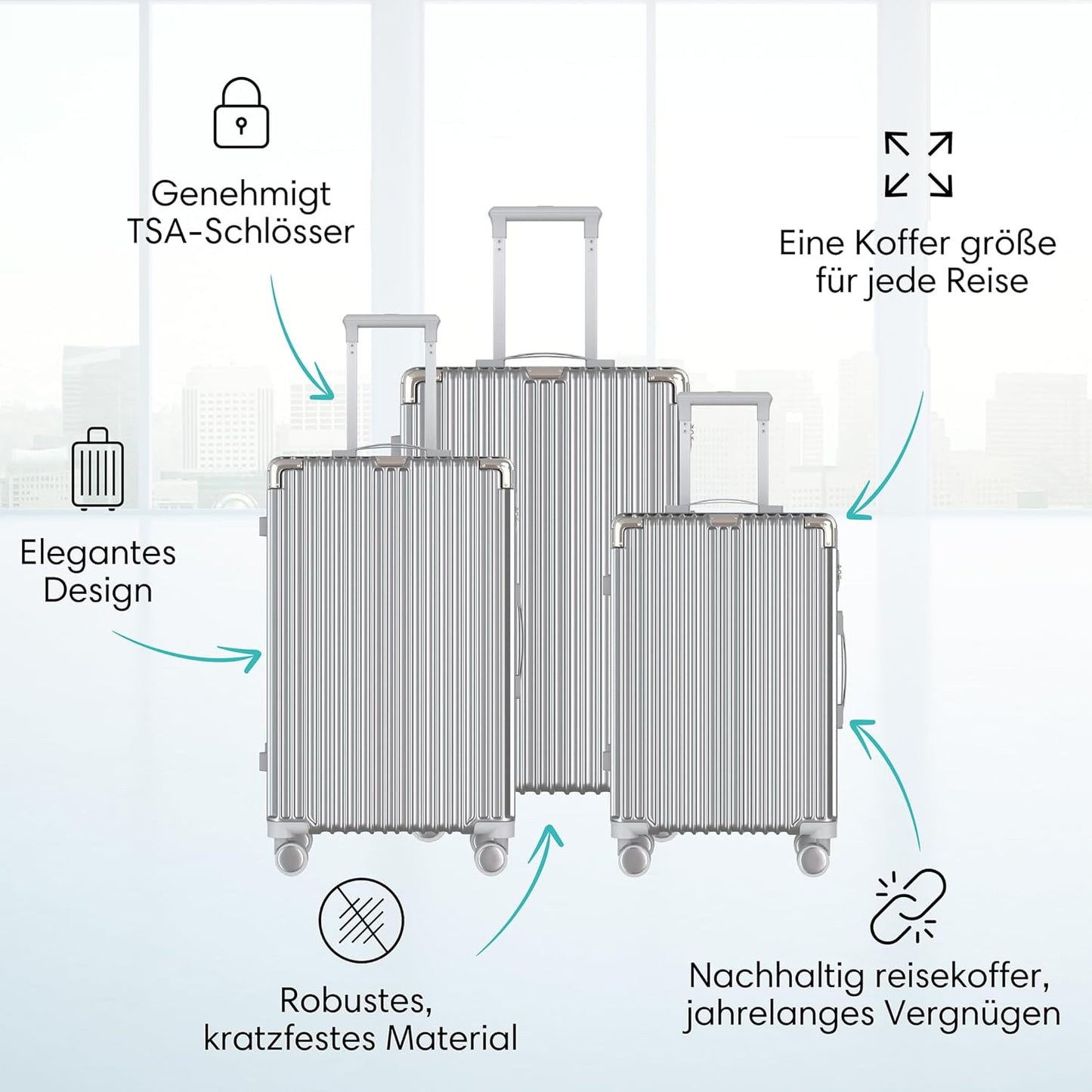 Hartschalenkoffer-Set mit TSA-Schloss (2-teilig), M/L