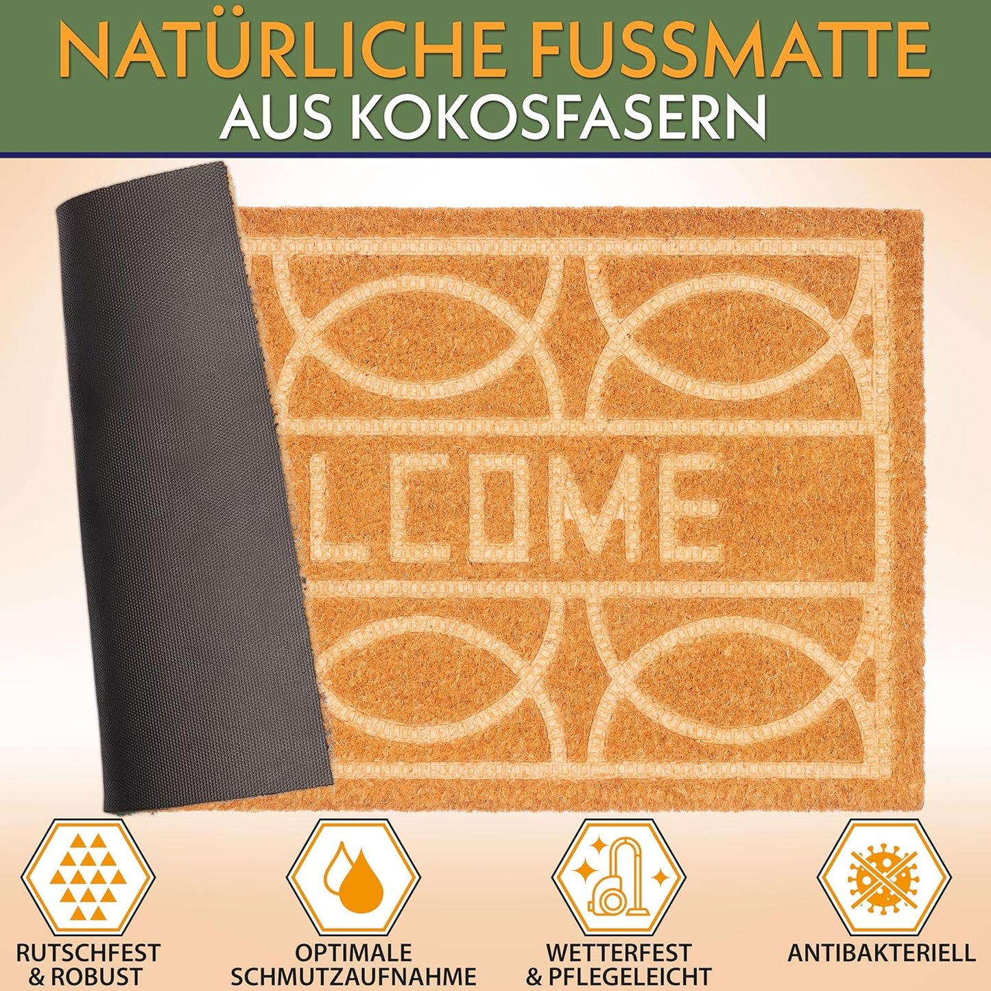 Antirutsch Fussmatte, Welcome mit Muster