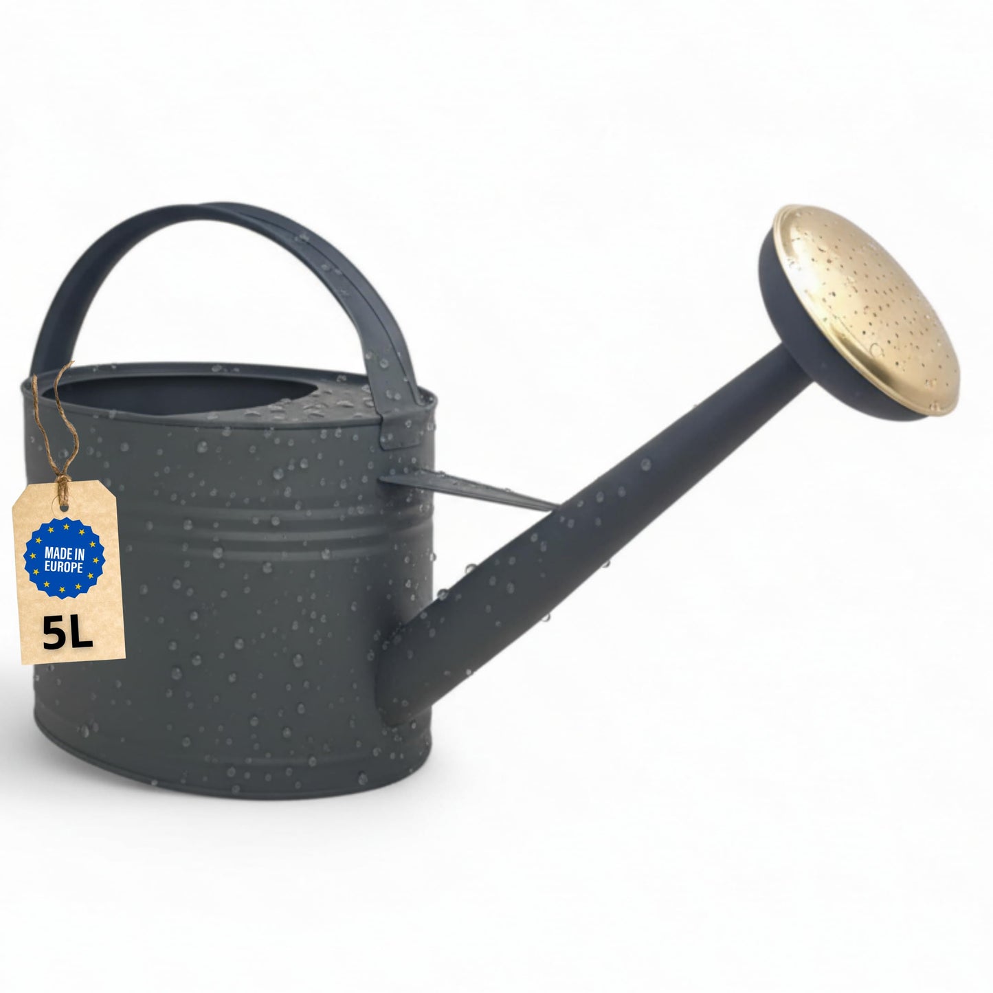 Metall-Giesskanne 5L mit abnehmbarer Brause, Anthrazit