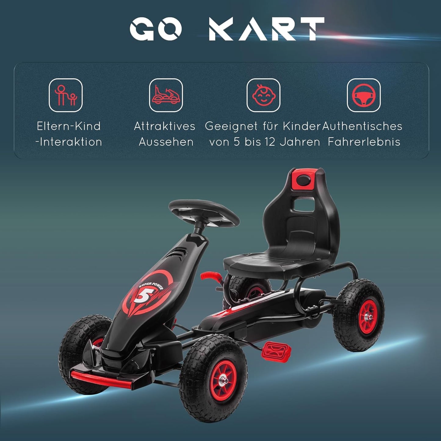 Tretfahrzeug für Kinder, Rot+schwarz