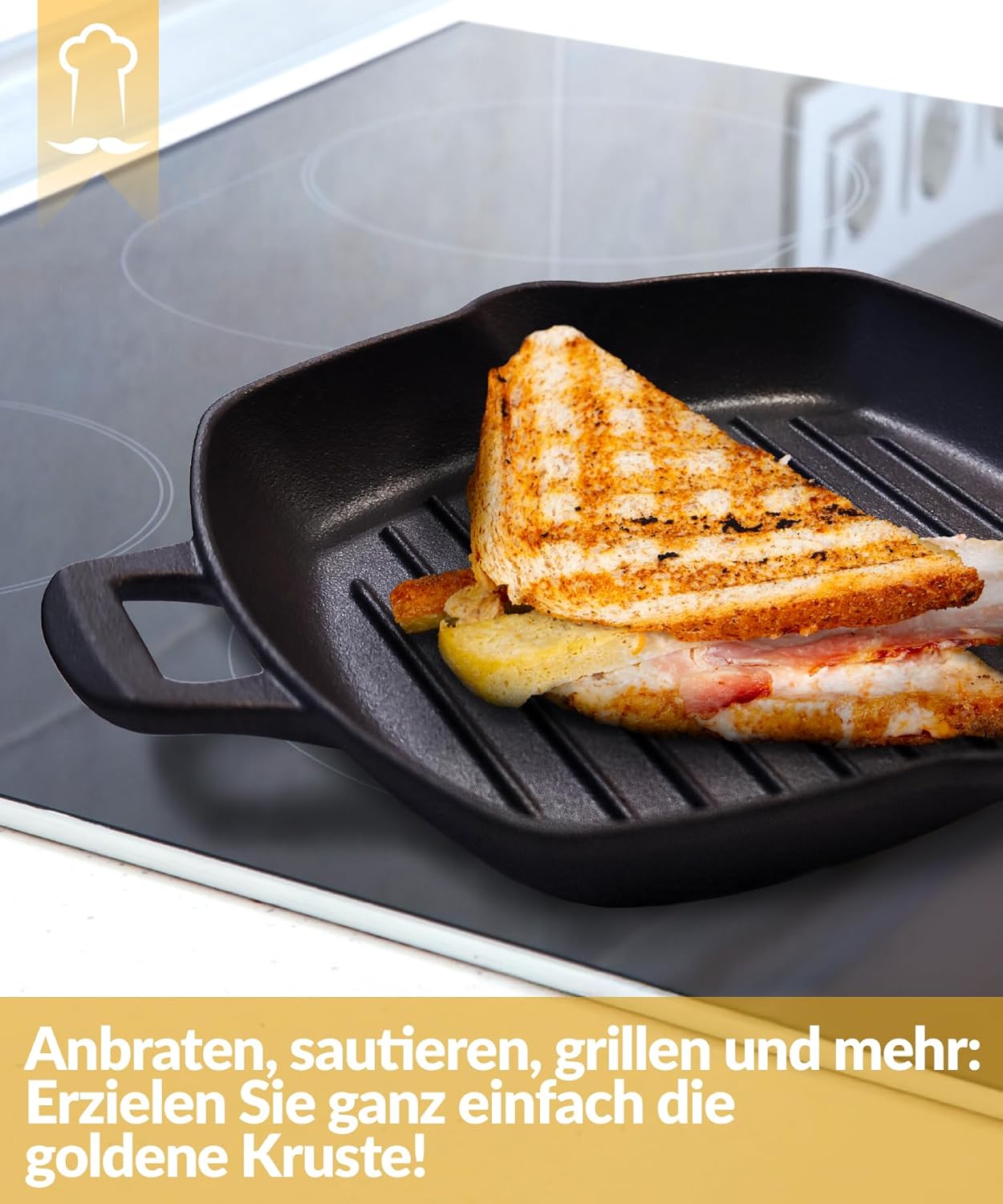Gusseisen Grill- und Servierpfanne 25,5 cm, Grill