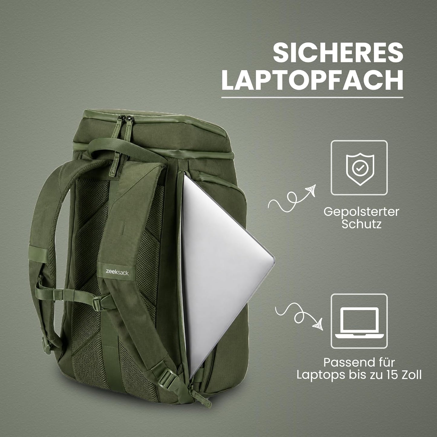 The Organizer Rucksack, Grün Einzel - 20L