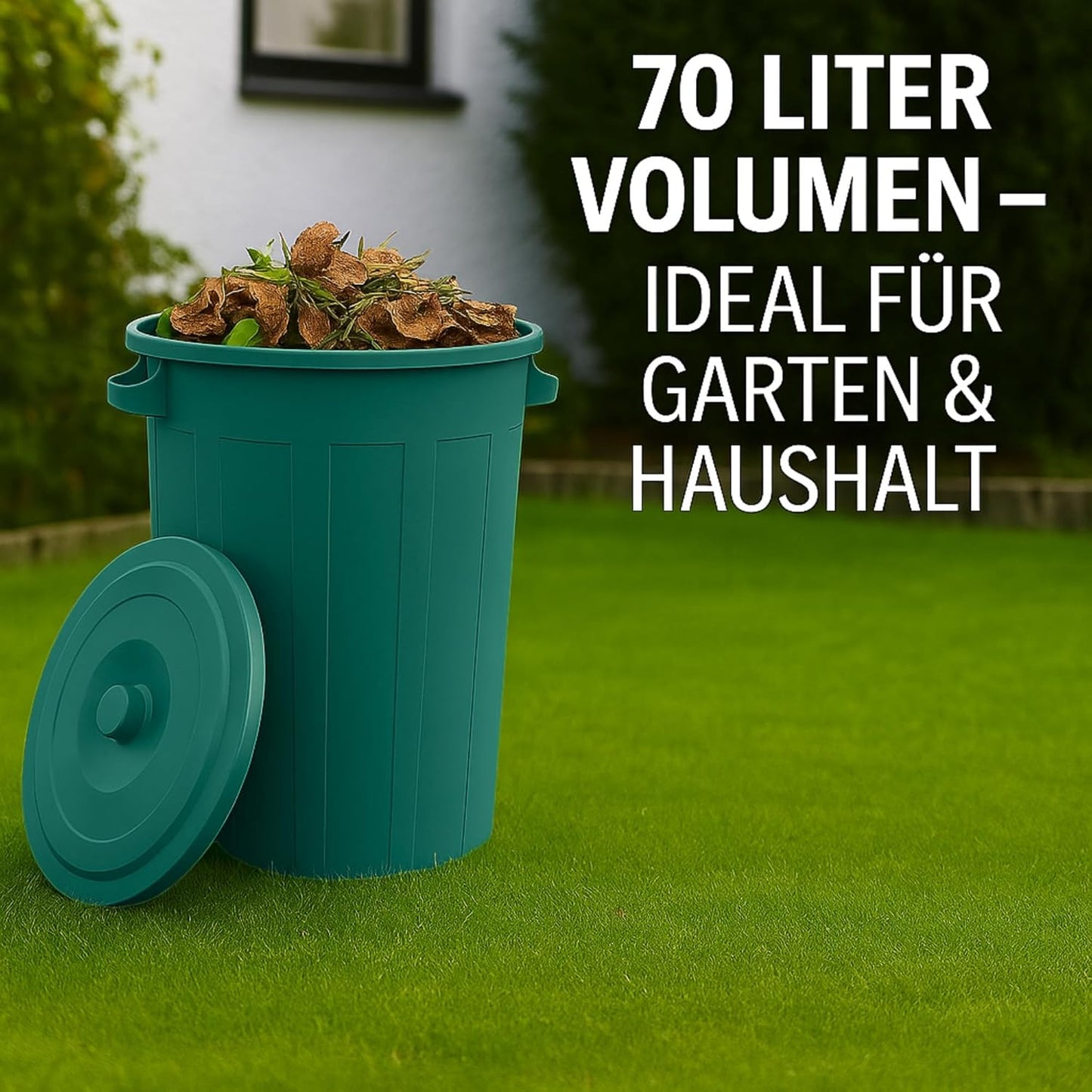 2 Stück Mülltonnen mit Deckel, Grün 2x70L