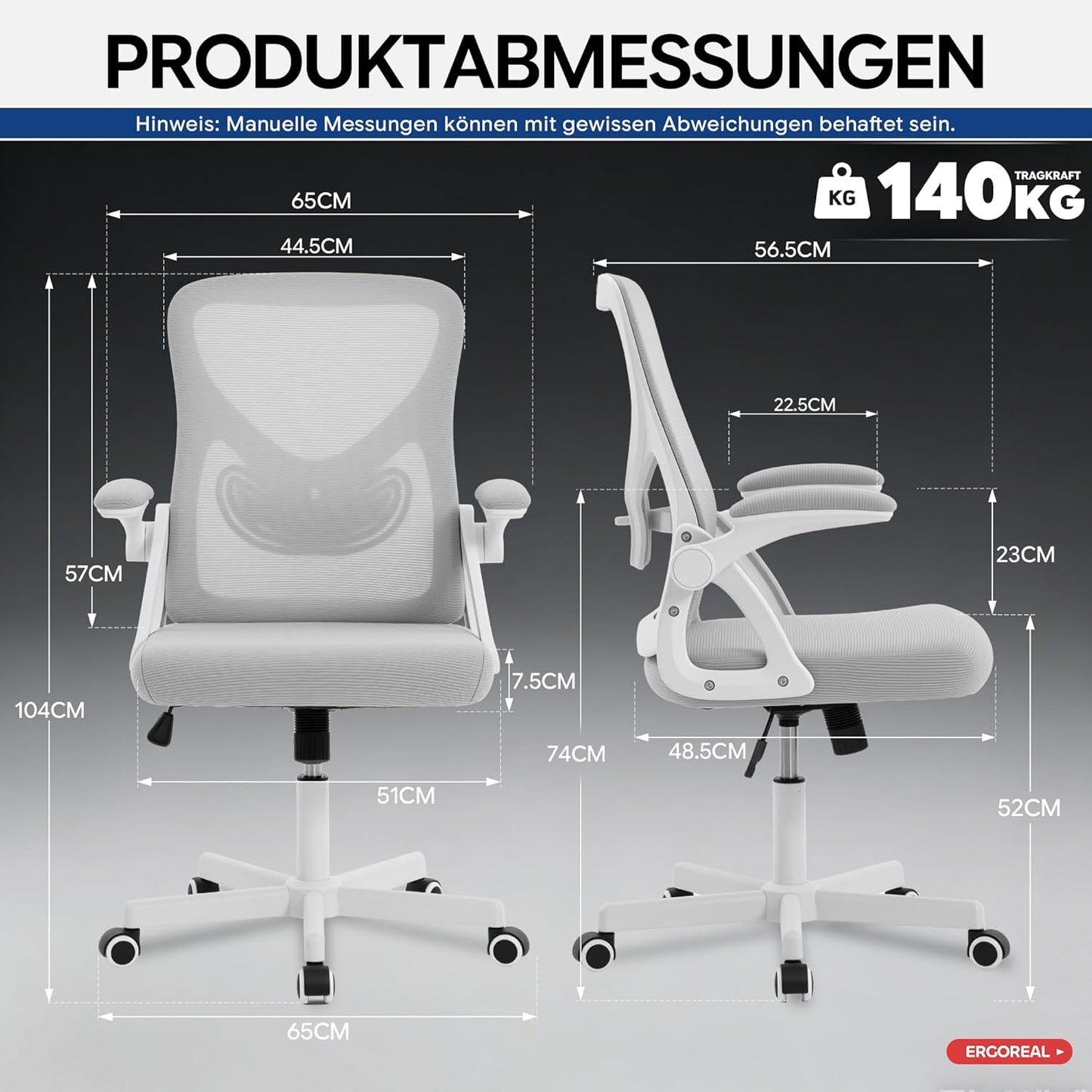 Ergonomischer Bürostuhl, Grauweiss-kopfloses Kissen