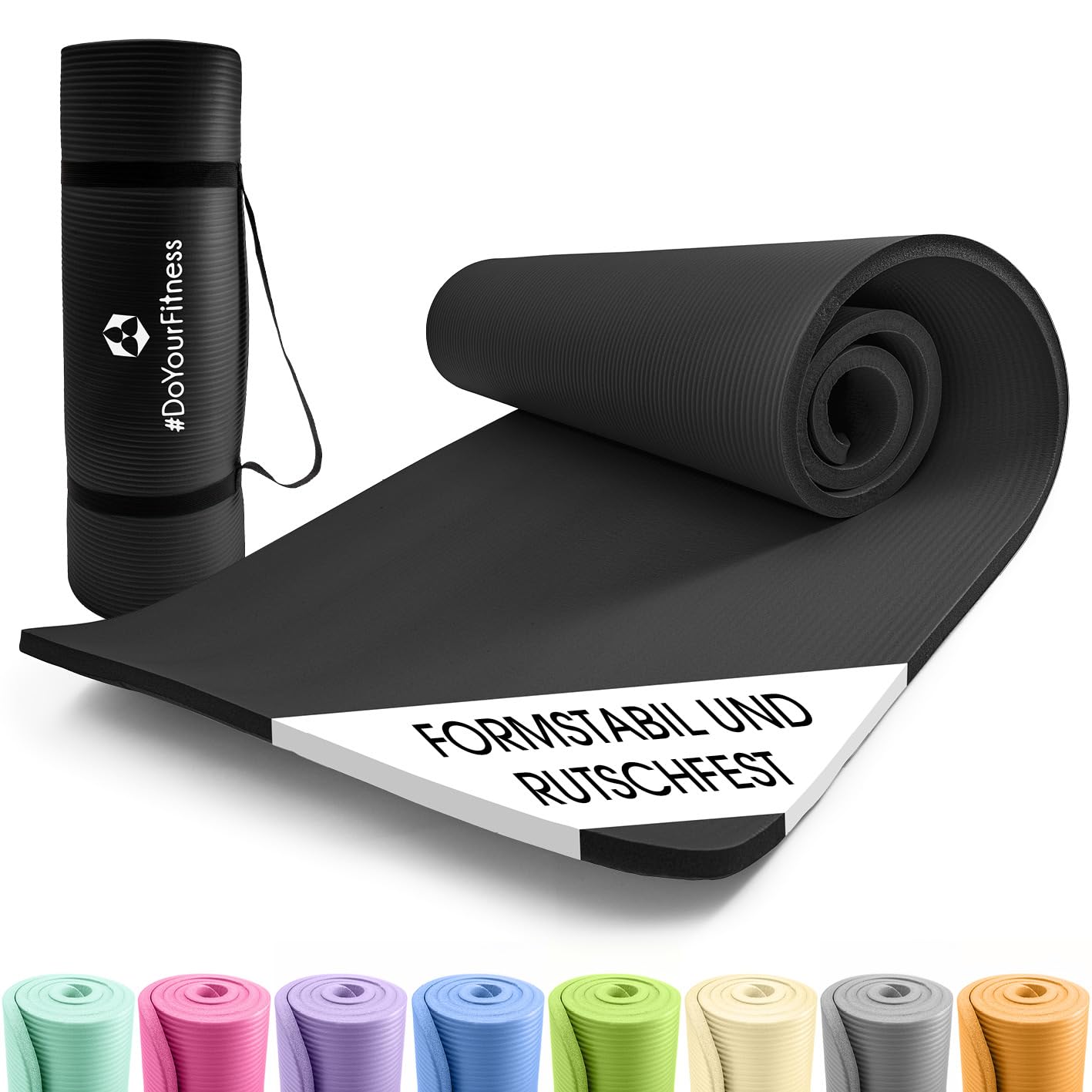 Fitnessmatte Yamuna 183 cm x 61 cm, Schwarz, 183 x 61 x 1,5 cm schwarz