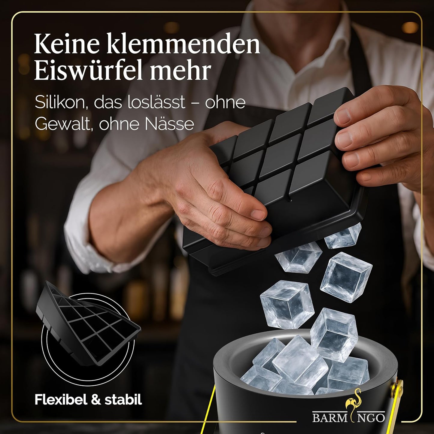 3er-Set XXL-Eiswürfelform, 15 XXL Würfel Schwarz 3