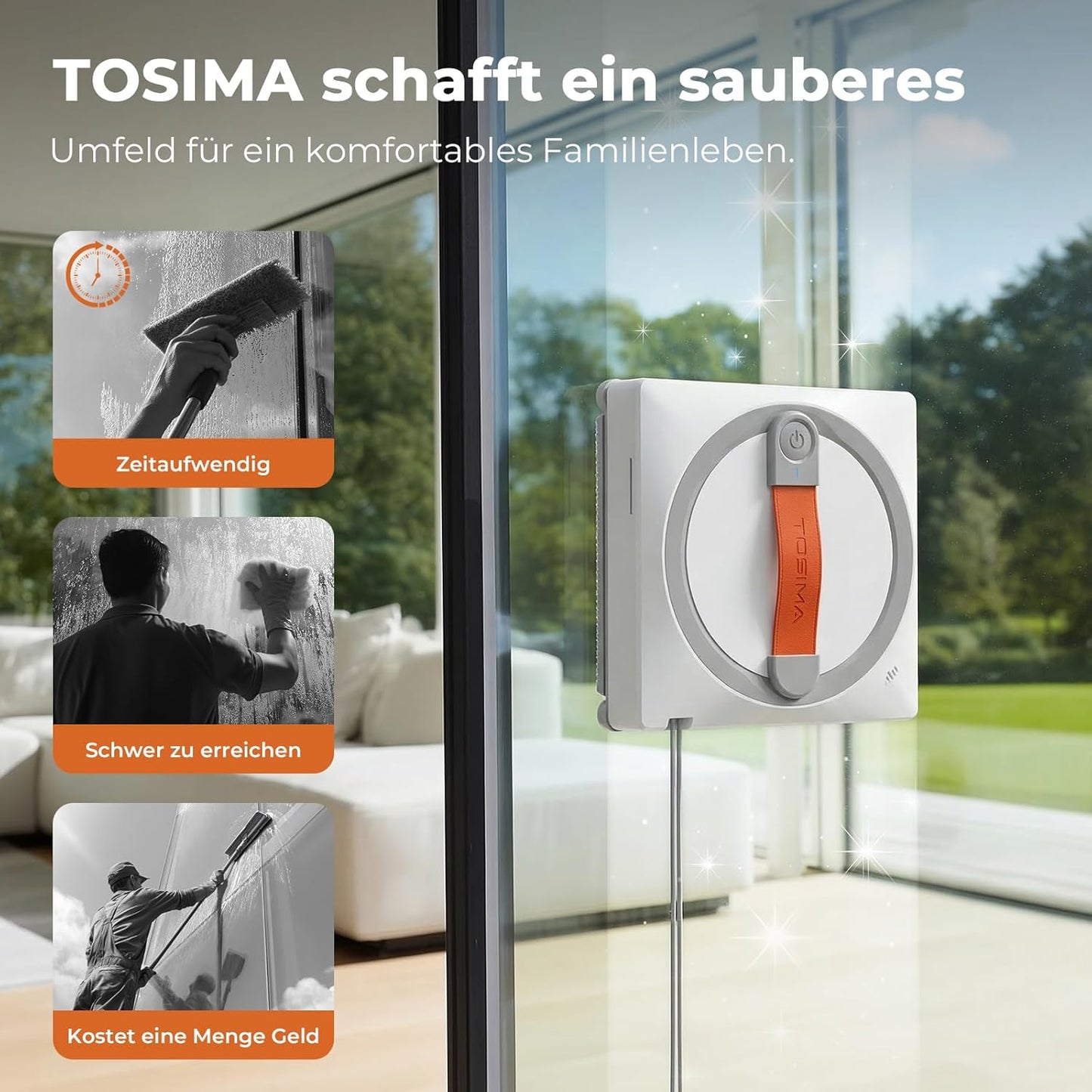 Fensterputzroboter WA9C Pro mit 6 Reinigungsmodi, Weiss