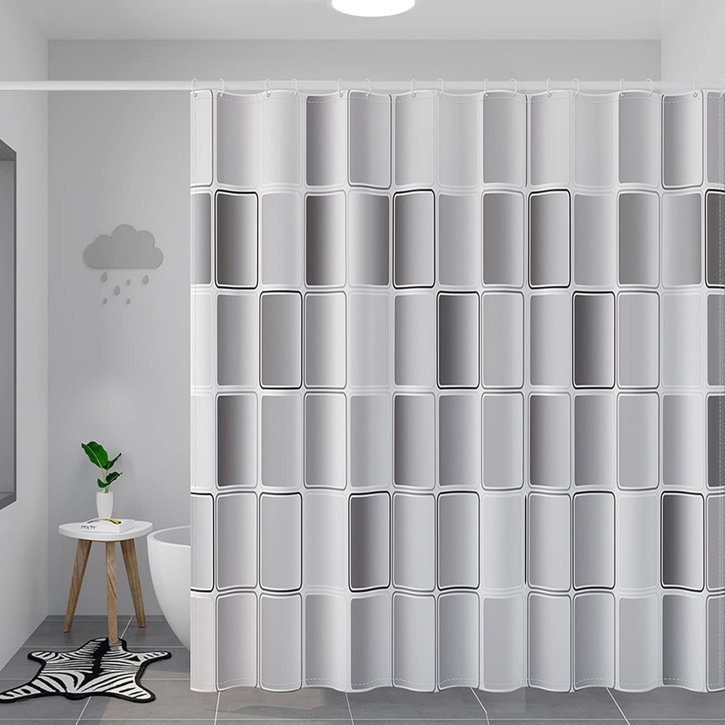 Teleskop-Duschvorhangstange, 50-80cm Weiß