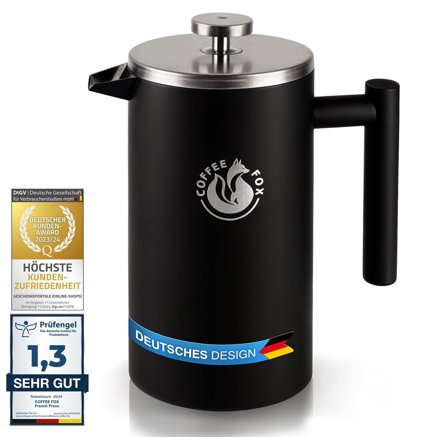 French Press Kaffeekanne, 350 ml Schwarz