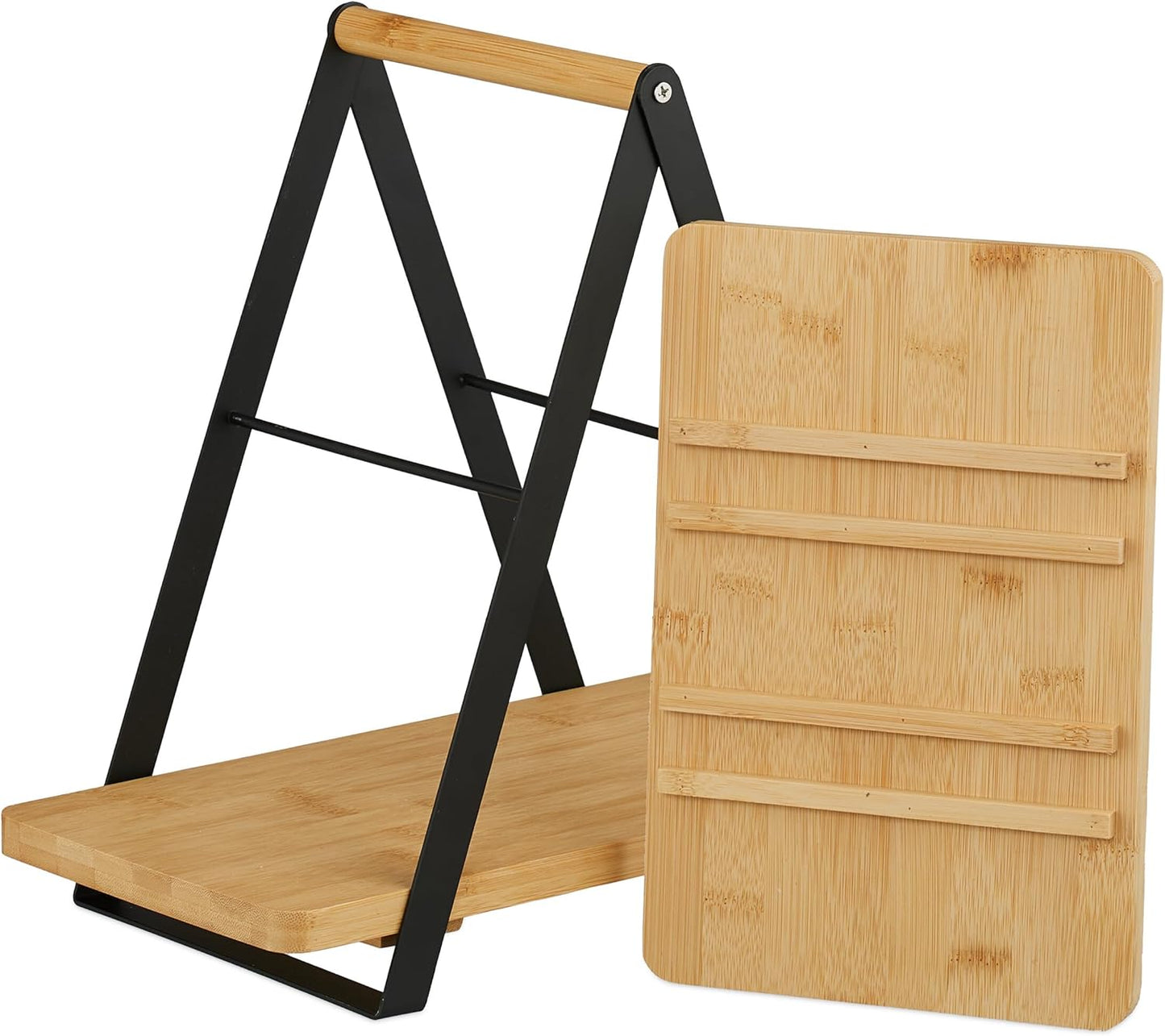 Etagere mit 2 Etagen aus Bambus und Metall, 2 Etagen