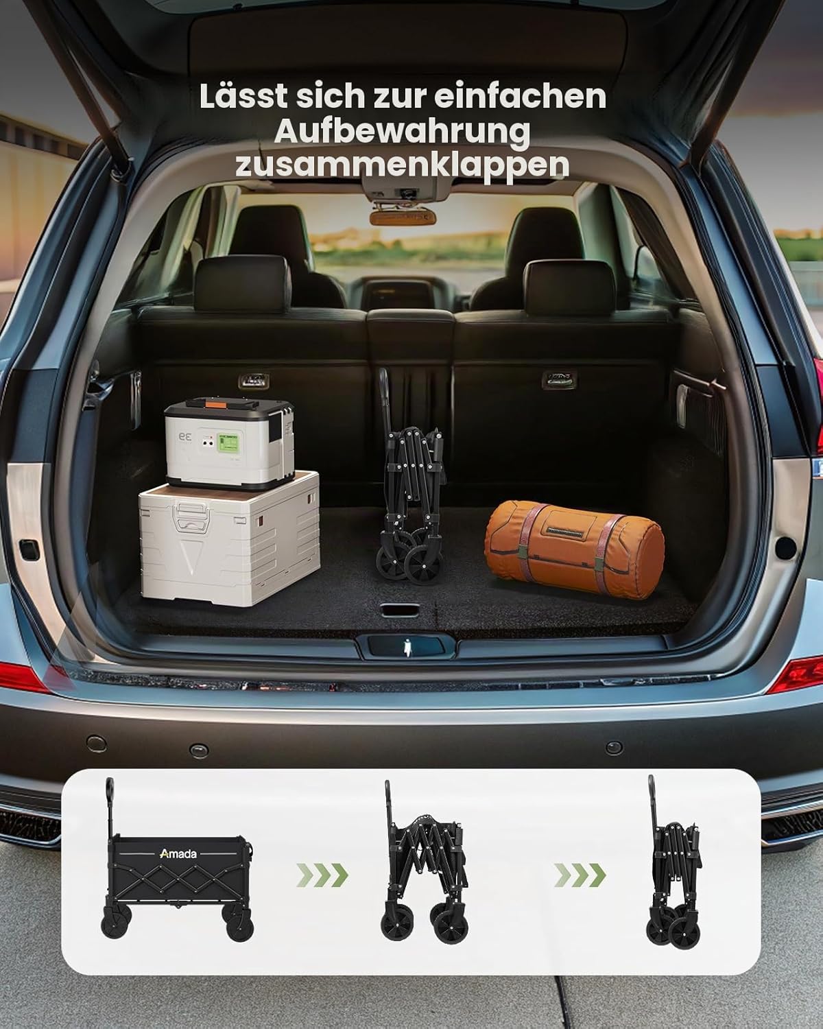 Faltbarer Bollerwagen, Schwarz