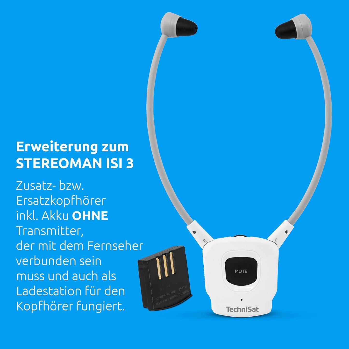 Kabelloser Stereo-Funkkopfhörer STEREOMAN ISI 3, weiss Kopfhörer einzeln