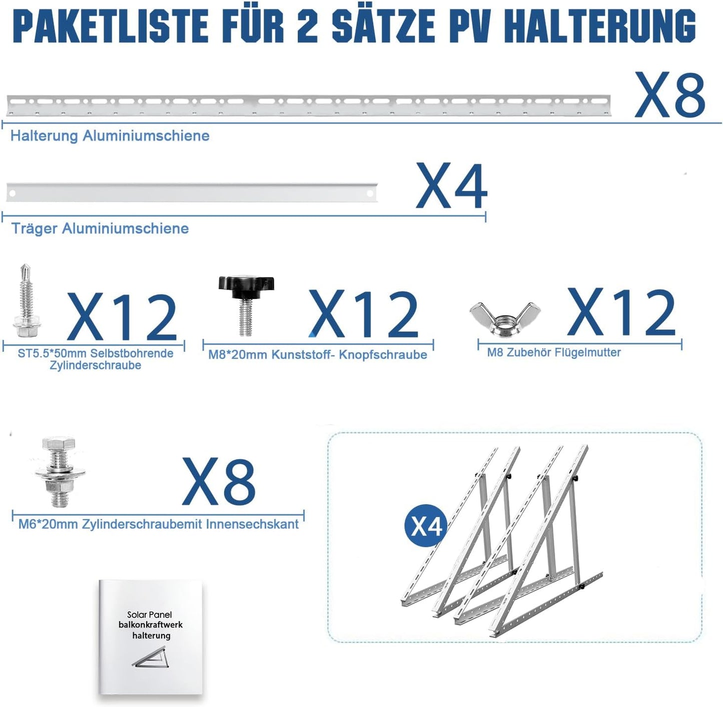 Solarpanel-Halterung für Flachdach, 114cm Normal Solarmodul Halterung