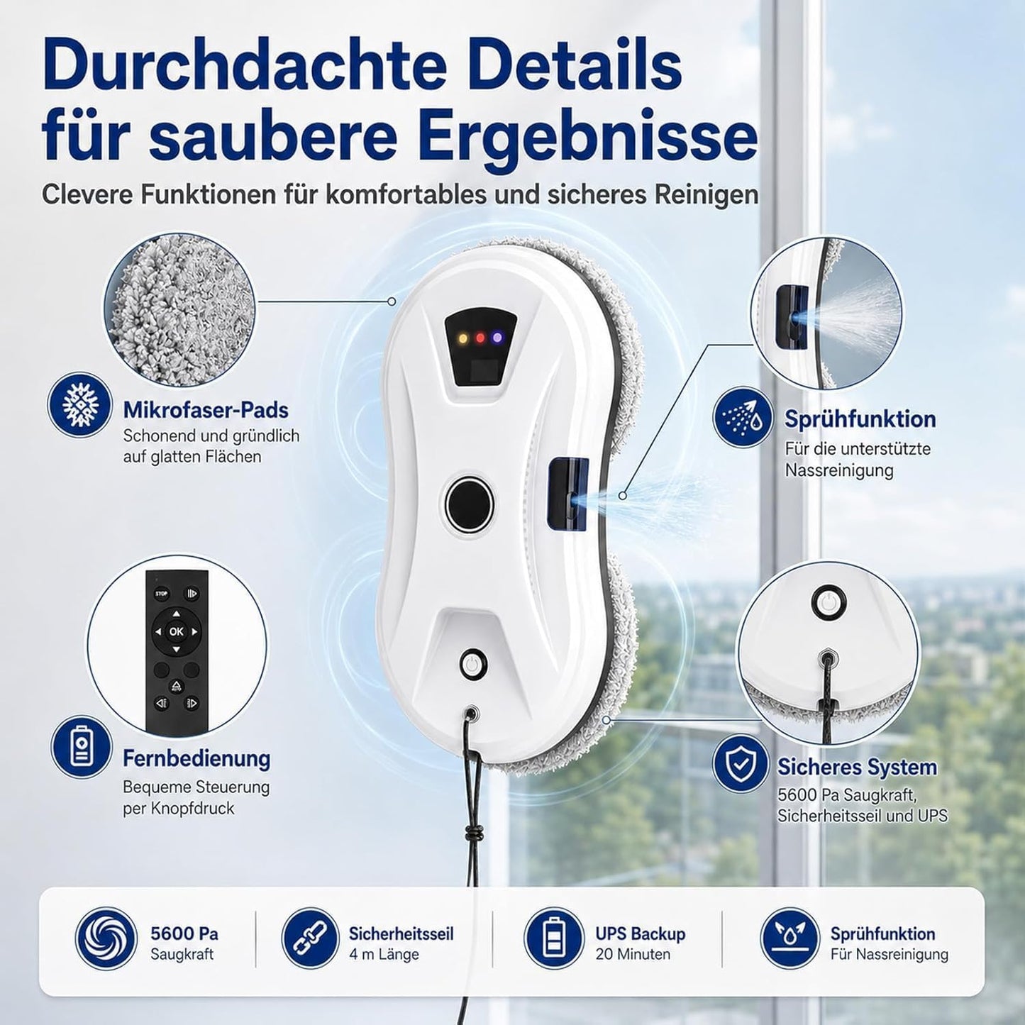 RoboClean Fensterputzroboter mit Sprühfunktion, A