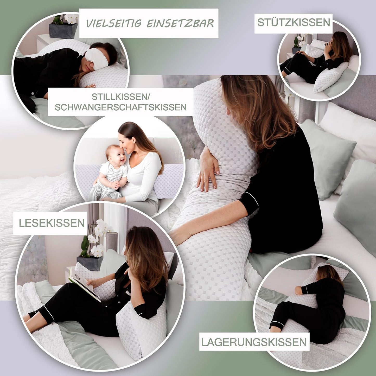 Seitenschläferkissen mit Memory Foam 40x145 cm