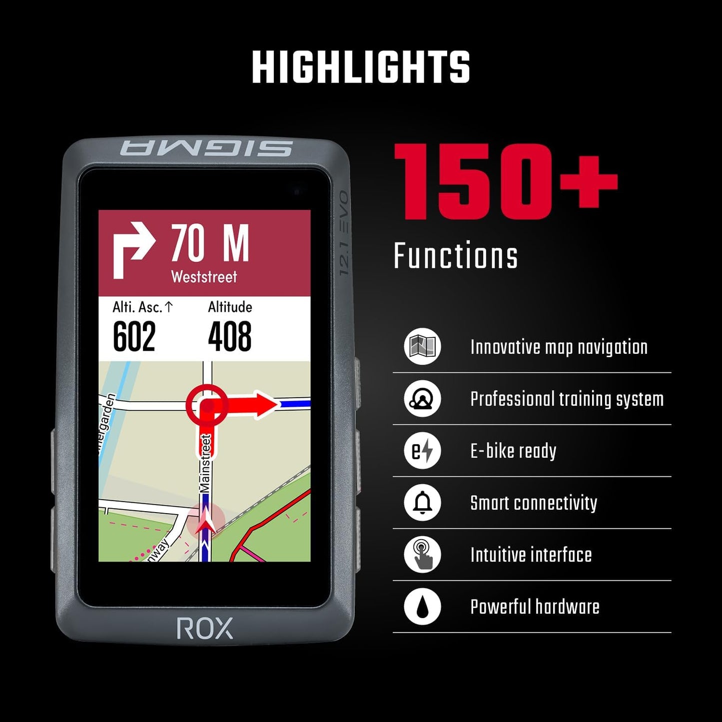 Fahrradcomputer ROX 12.1 EVO mit GPS, Grau ; Sensor set