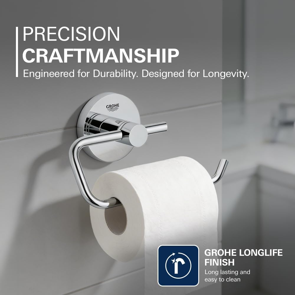 Essentials WC Toilettenpapierhalter, Chrom ohne Deckel rund