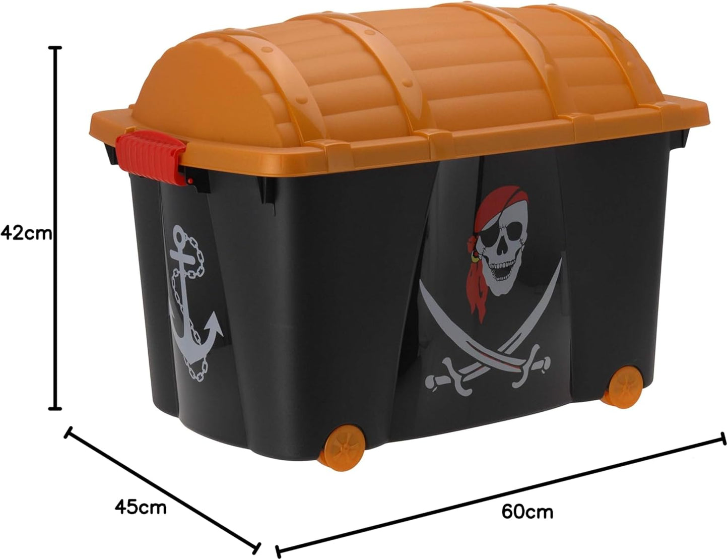 Aufbewahrungsbox mit Rollen und Deckel - Piraten Design, Pirat