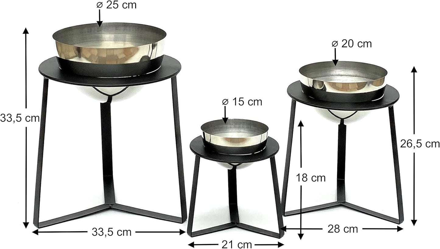 3er-Set Blumenhocker mit Topf