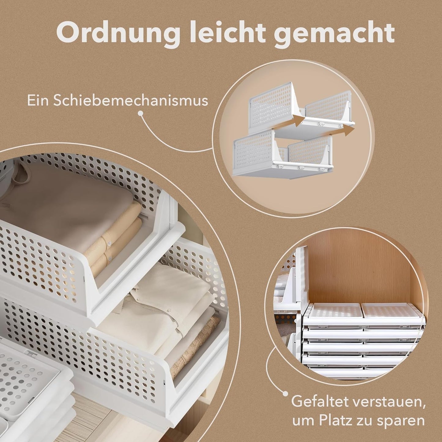 3er Set Faltbare Schrank-Organizer, Weiss