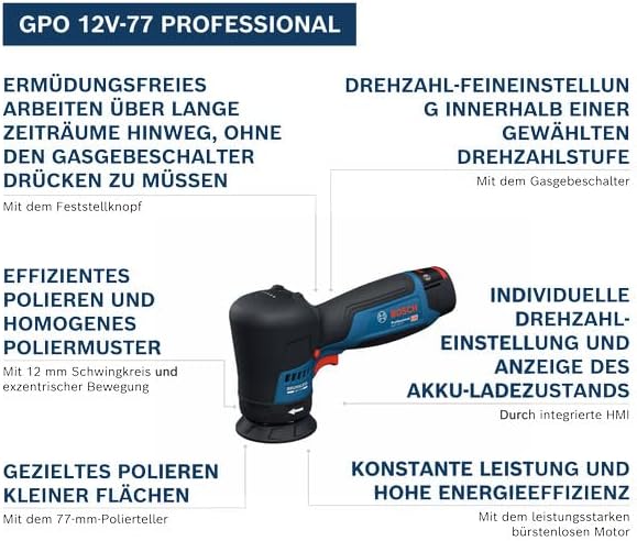 Akku-Polierer GPO 12V-77 mit Polierschwämmen