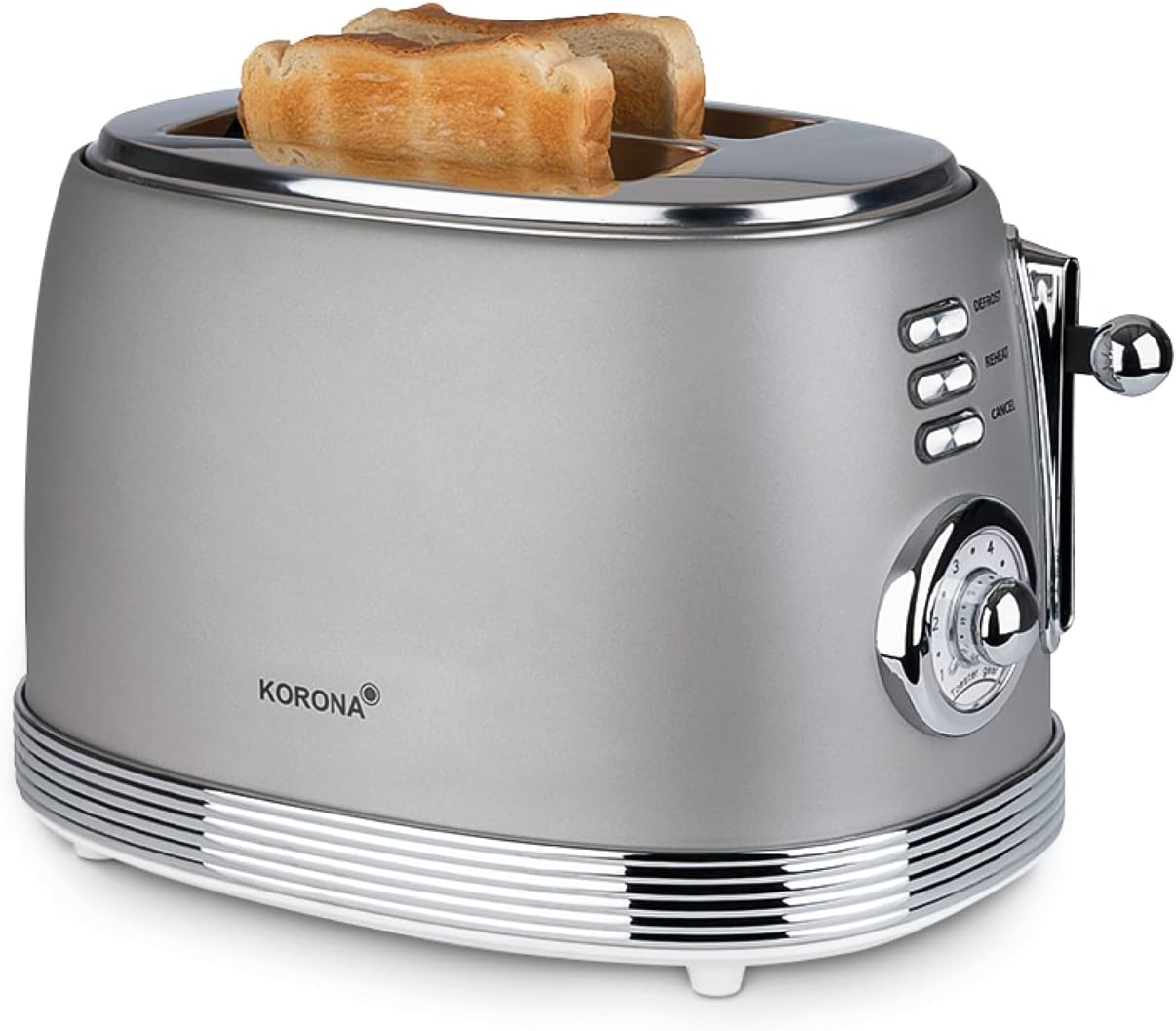 Toaster im Retro-Design mit Brötchenaufsatz, Grau