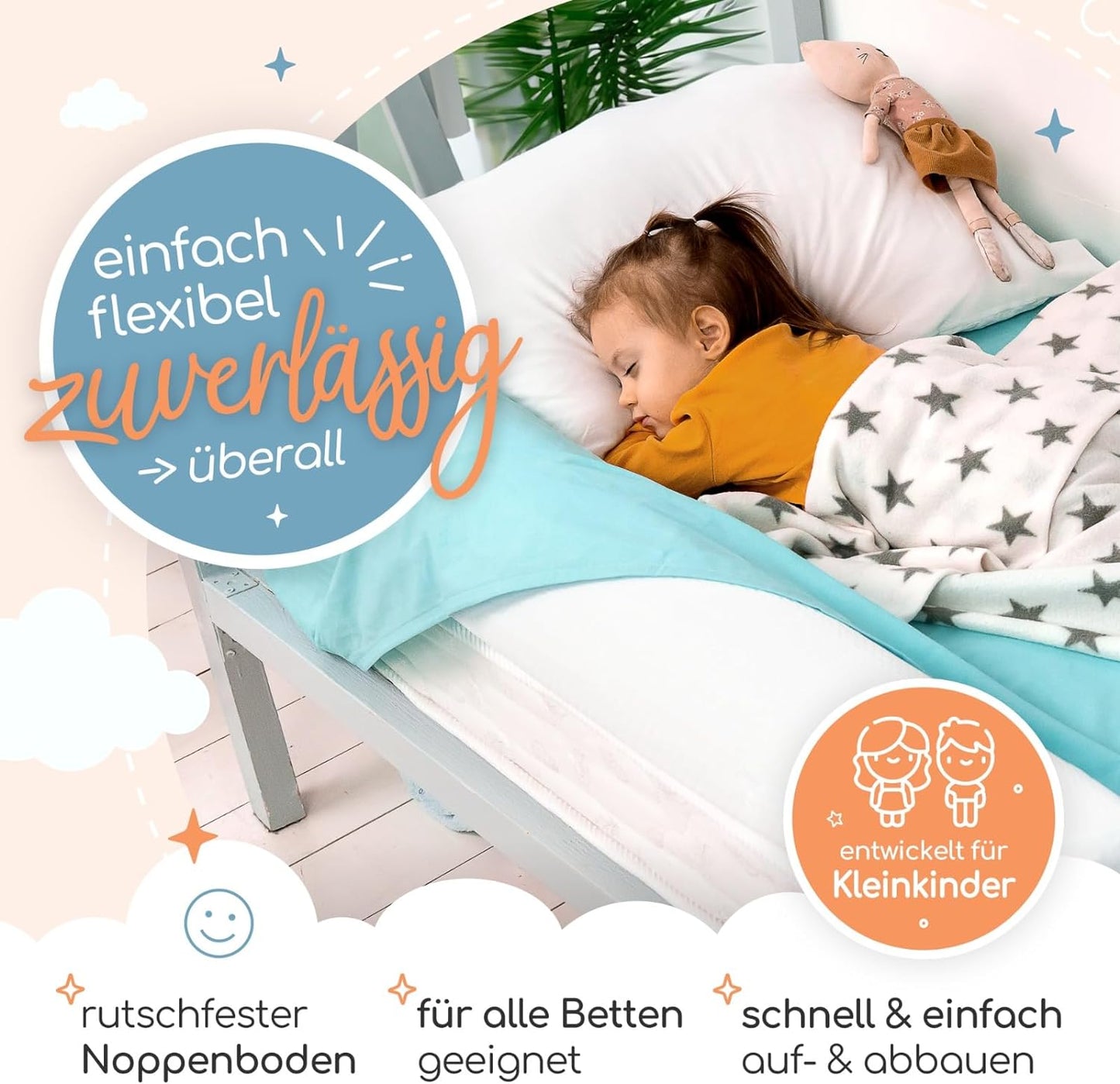 Aufblasbarer Rausfallschutz für Betten, 180 cm, 1 180cm Länge