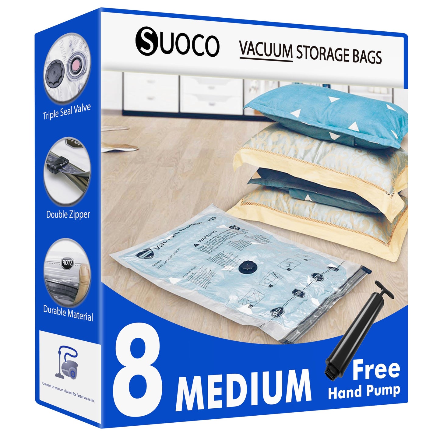 8er-Set Vakuum-Aufbewahrungsbeutel mit Handpumpe, 8 Medium-HPUMP