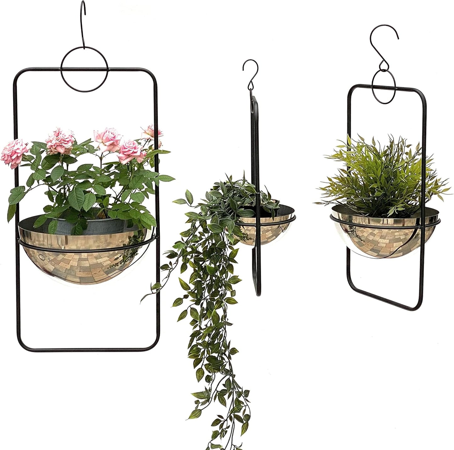 3-teiliges Blumenampel-Set mit Topfhalterung 96083