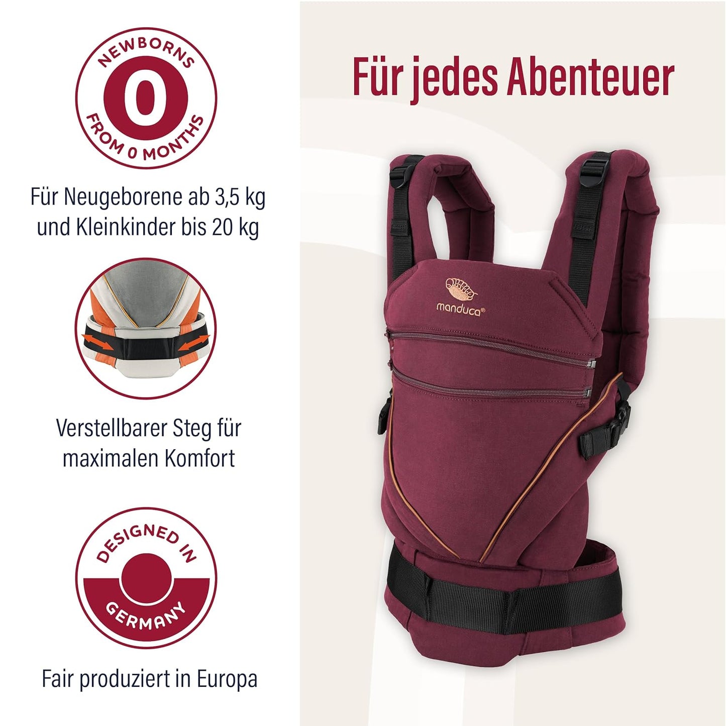 XT Babytrage mitwachsend, 3,5-20 kg, denimberry-toffee