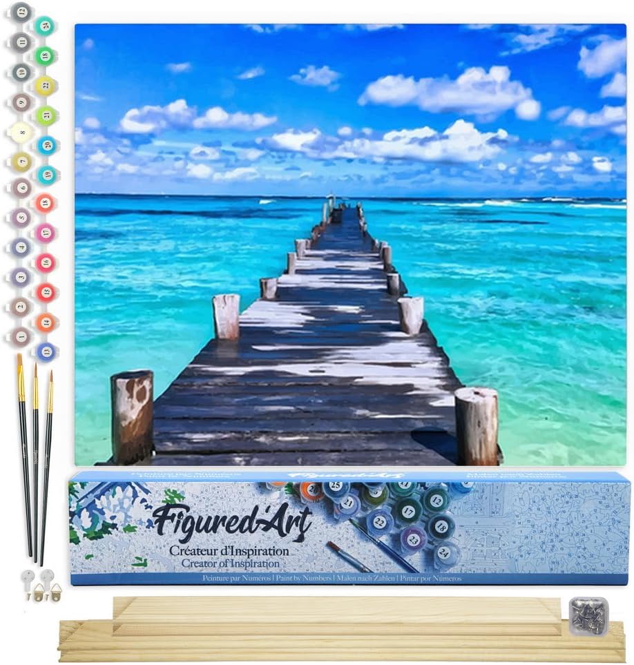 Malen nach Zahlen - Dock auf ruhigem Meer, Dock auf ruhigem Meer 40x50cm Mit Keilrahmen (nicht gespannt)