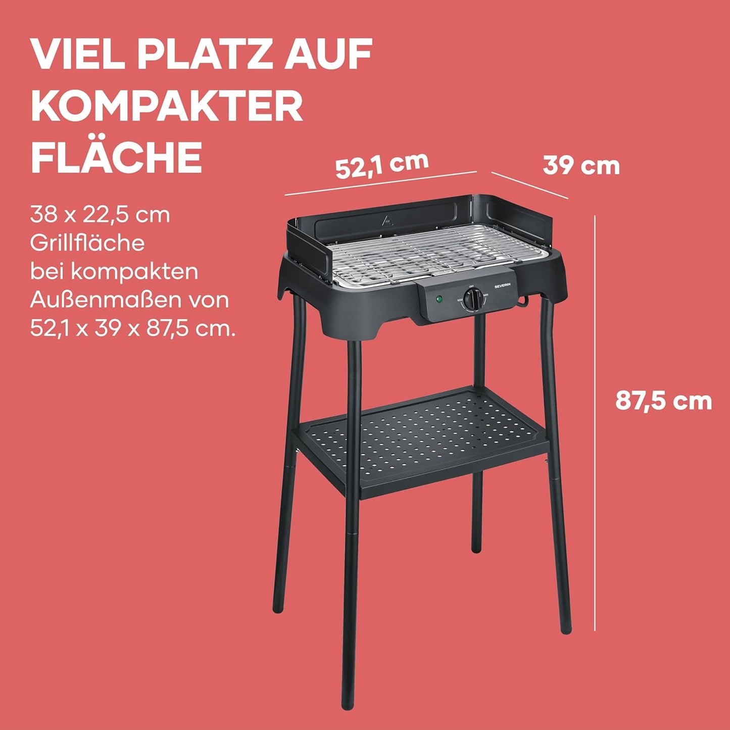 Elektrogrill mit Standfuss und einstellbarer Temperatur