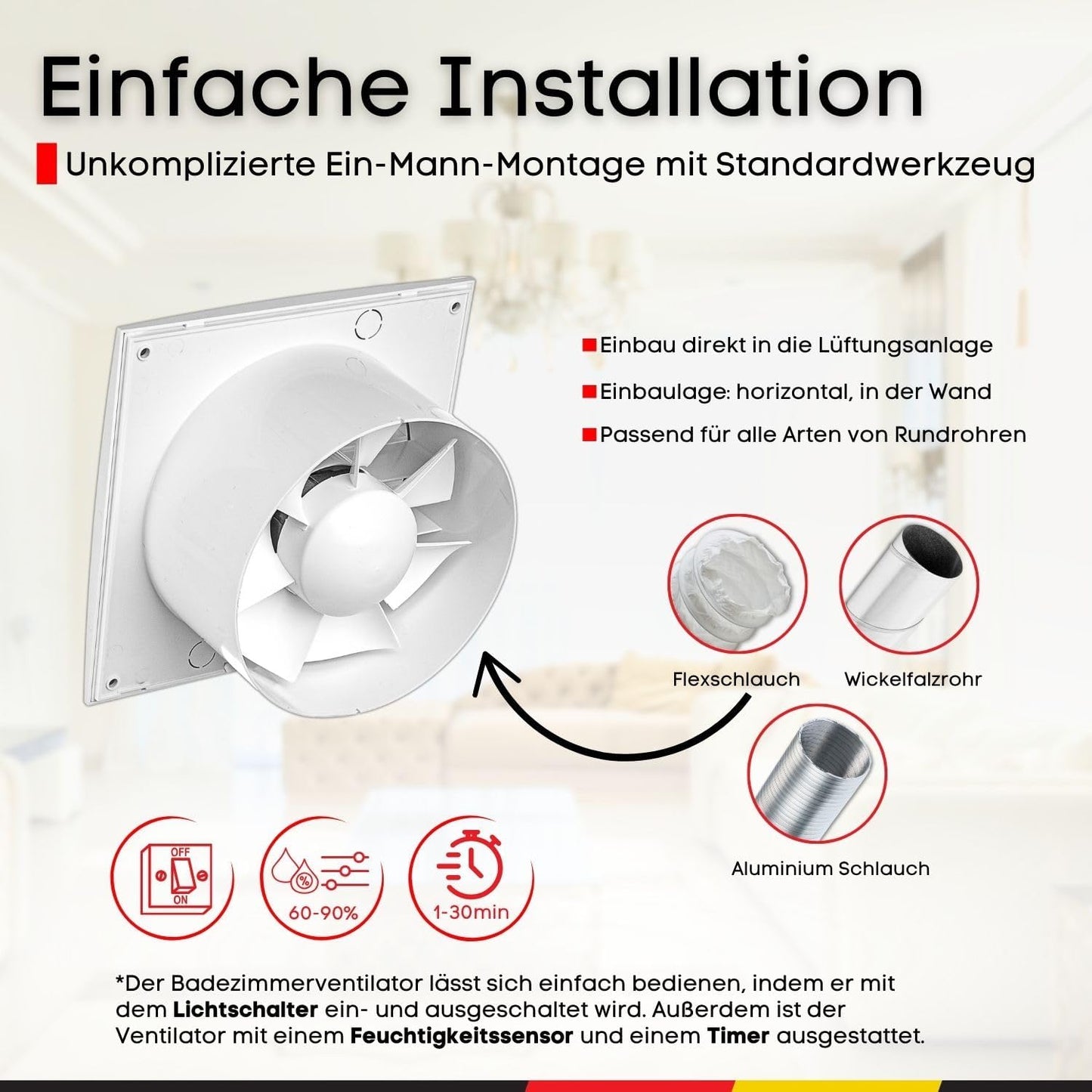 Badlüfter, Ø 150mm Weiß