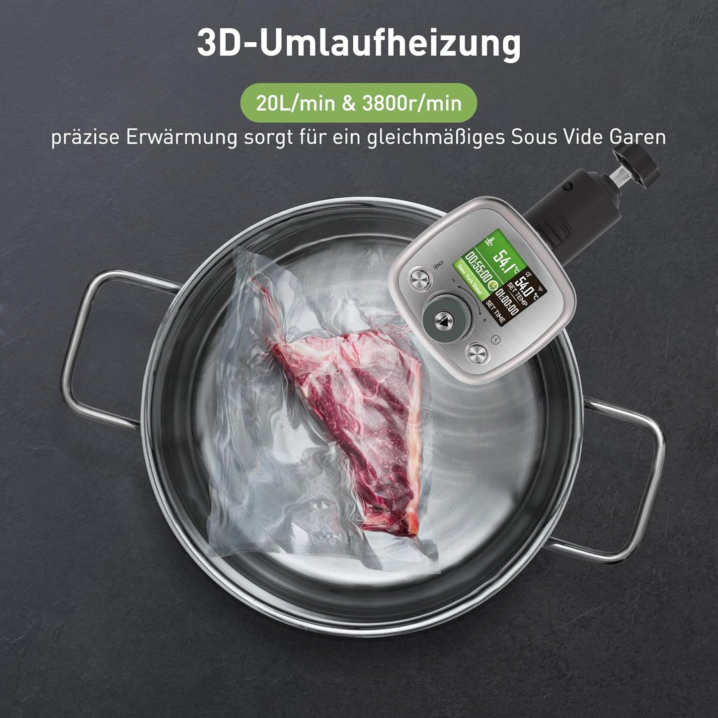 Sous Vide Garer mit WiFi und App-Steuerung, G320PS, G320ps Silber G320PS