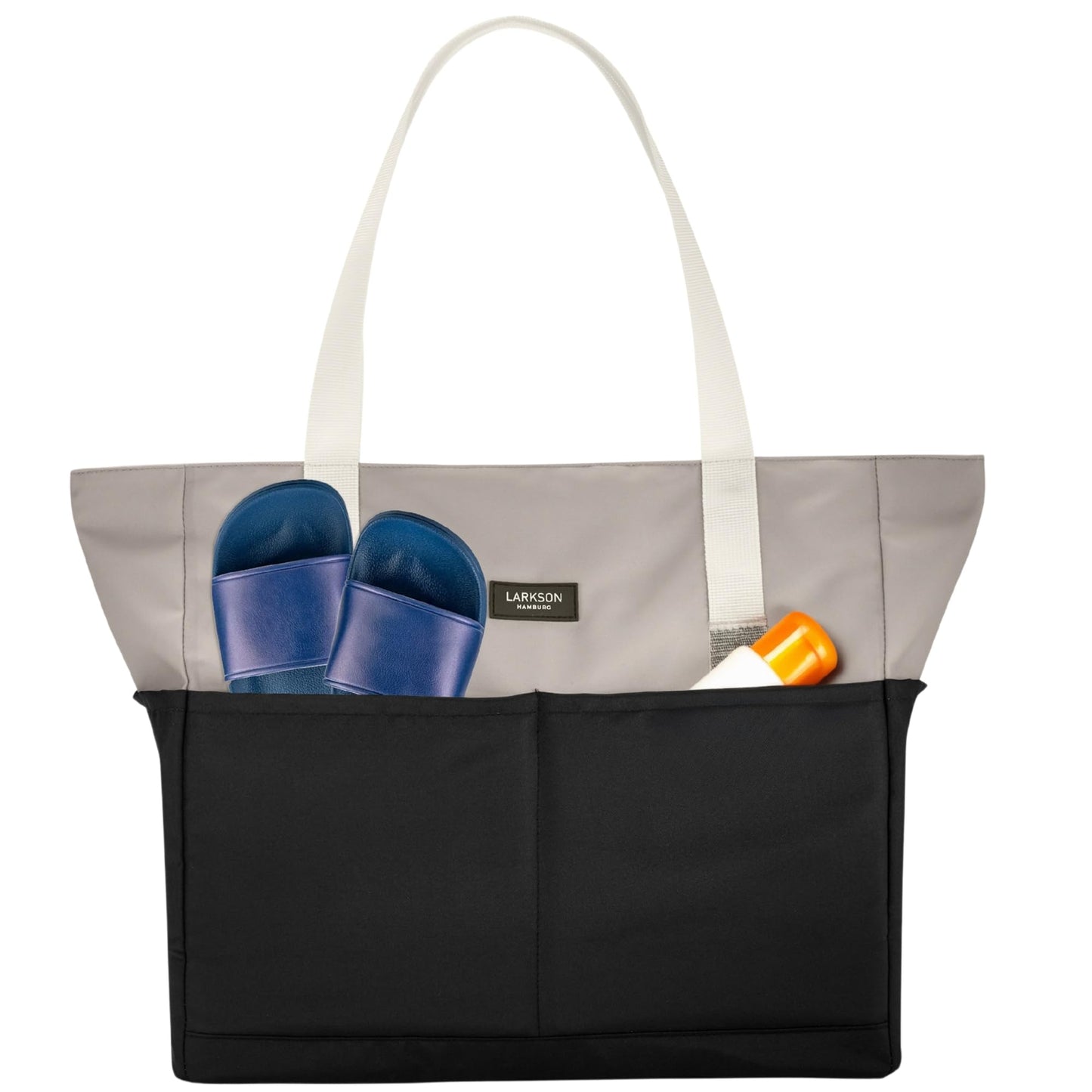 Strandtasche XXL mit Reissverschluss - Linn-Modell, Schwarz - Sand